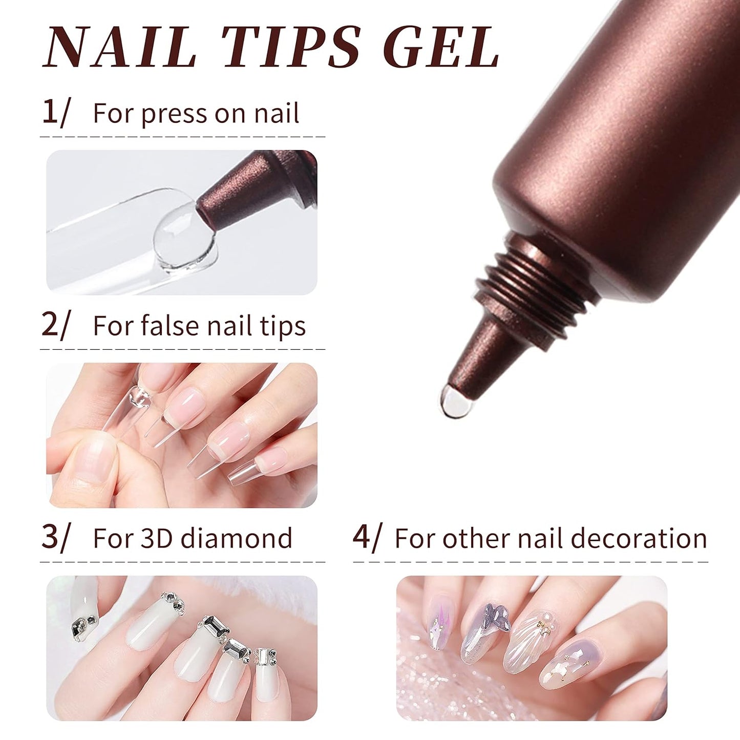 AIJIMEI Nail Gel Glue 20ml 2PCS for UV Acrylic Tips - Solid Adhesive for Fake Nails - UV Cured