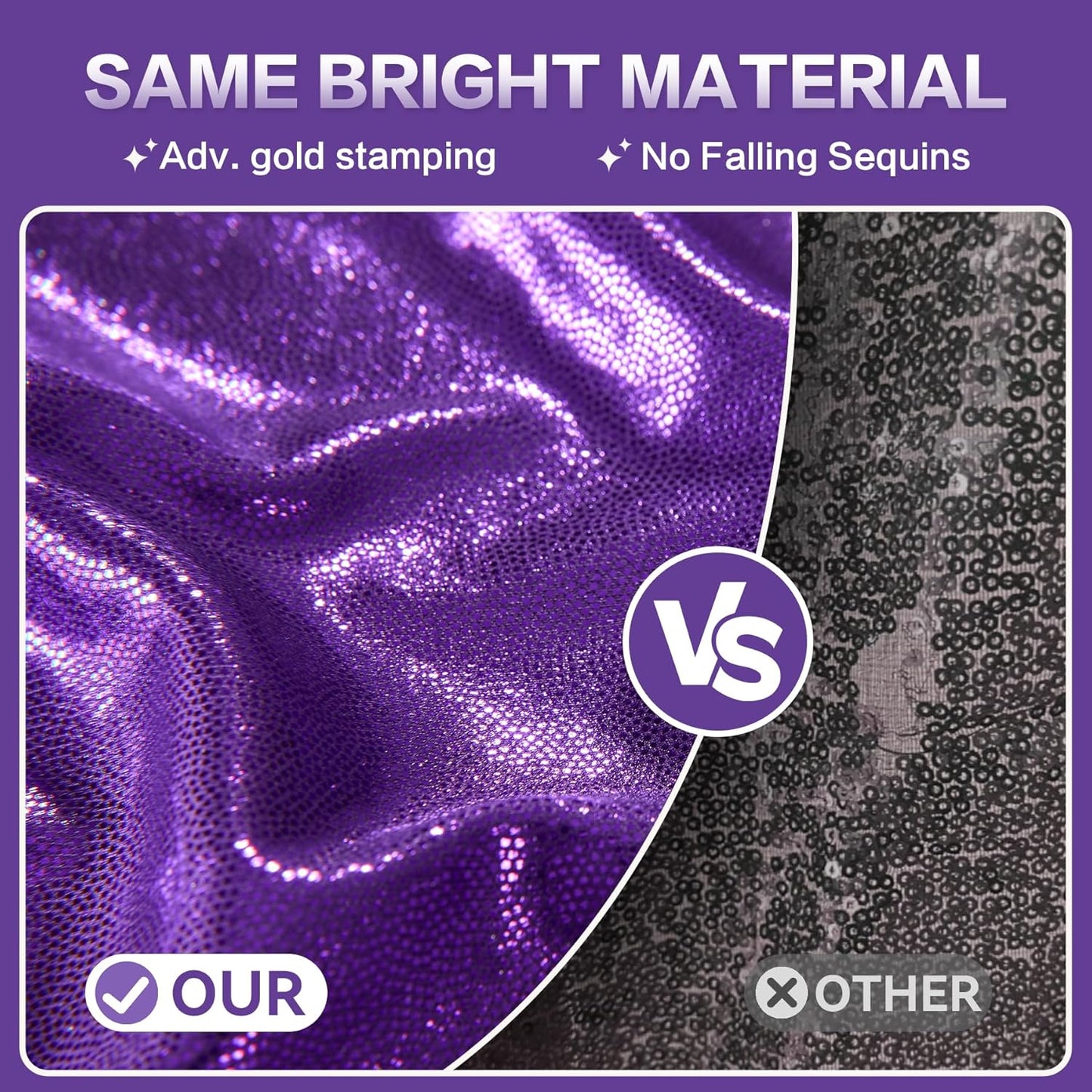 gogoparti 10x10FT Purple Sequin Backdrop Curtain - 2 Panels of 5x10FT Wrinkle-Free Glitter Drapes for Photography, Birthdays, Weddings & Graduations