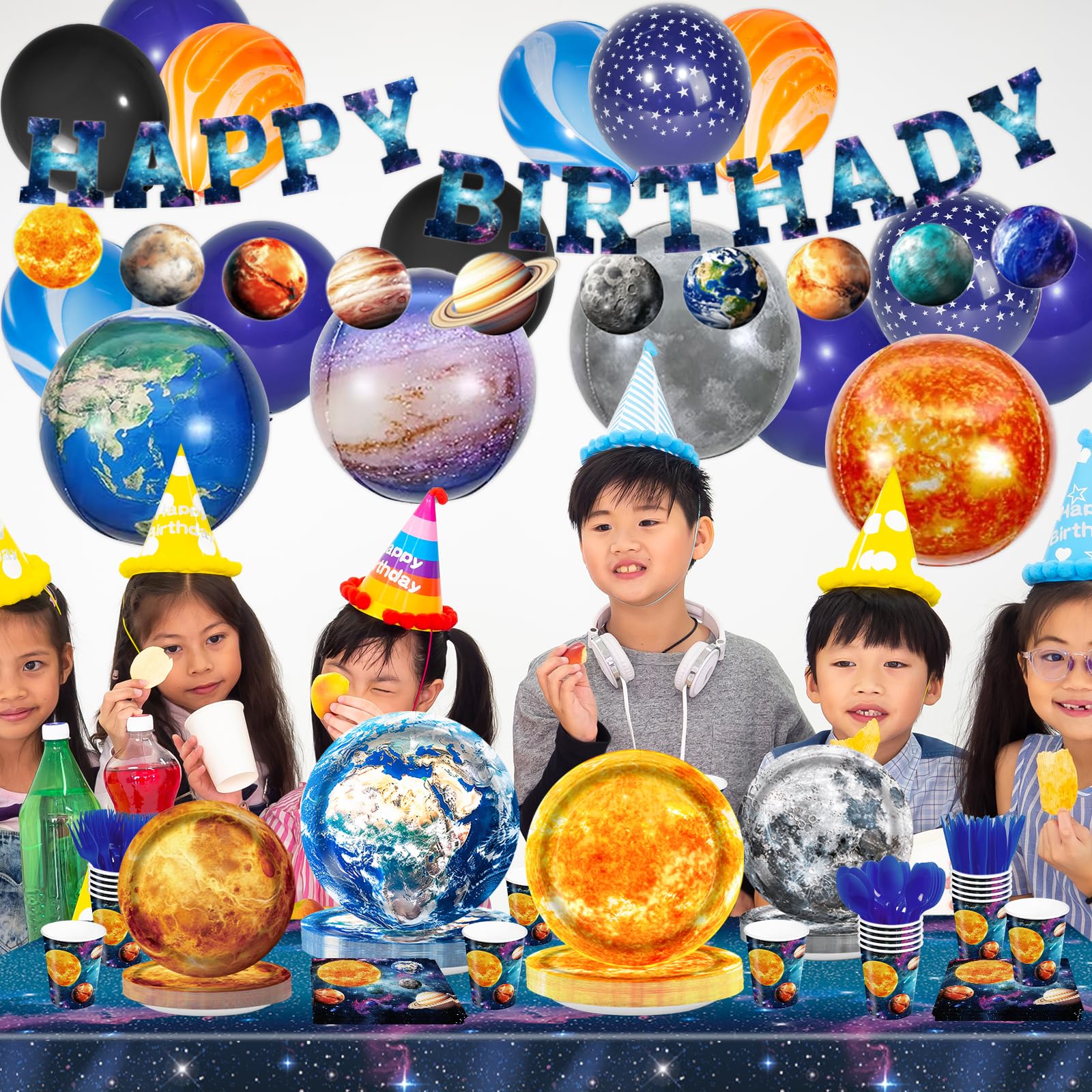 182pcs Outer Space Birthday Party Birthday Supplies Space Plates Napkins