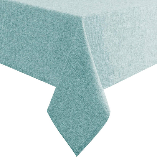 Hiasan Faux Linen Rectangle Tablecloth - Wrinkle and Stain Resistant Washable Table Cloth for Kitchen Dining Room Holiday Table Cover for Party Dinner, Aqua, 60 x 102 Inch