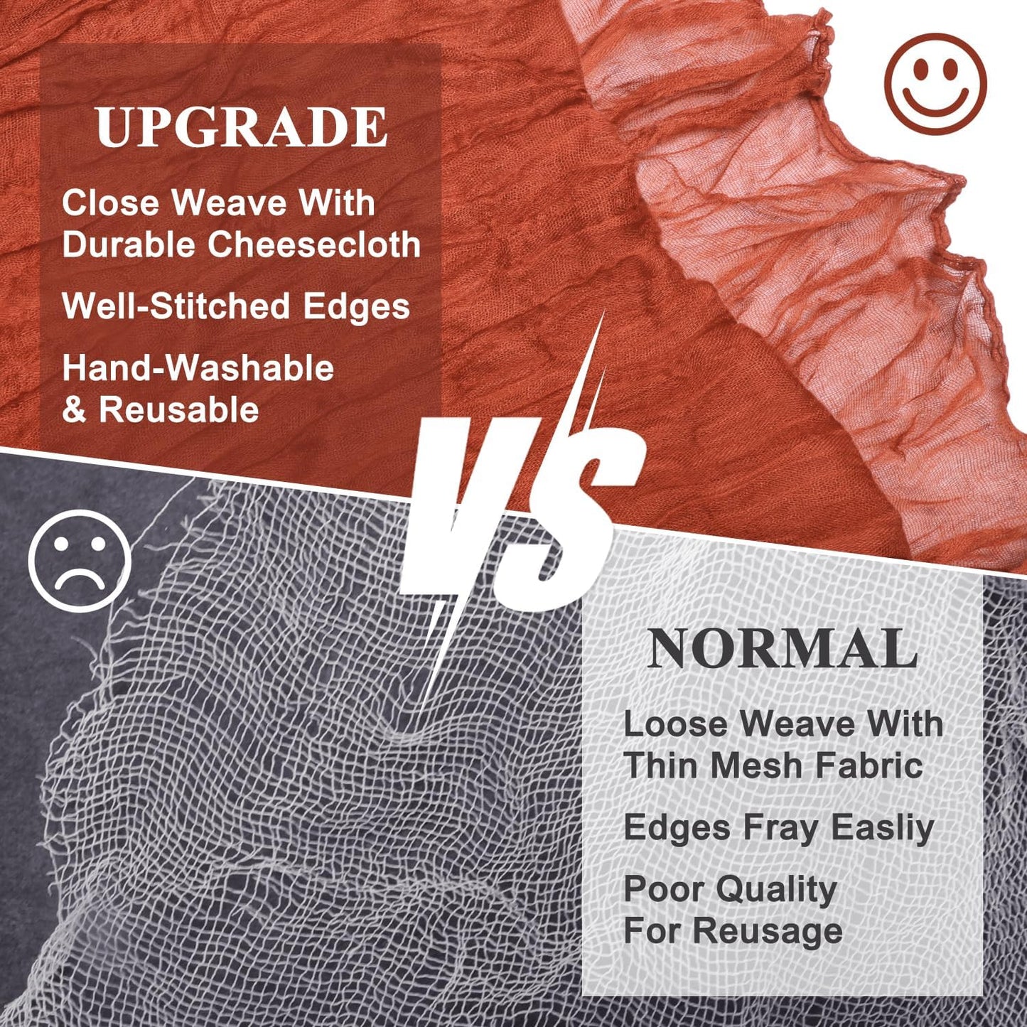 Asee'm 3pcs Cheesecloth Table Runner 120 Inches Long Terracotta Boho Gauze Cheese Cloth Runner 10FT Rustic Sheer Fall Table Runners for Thanksgiving Christmas Wedding Party Baby Shower Decoration