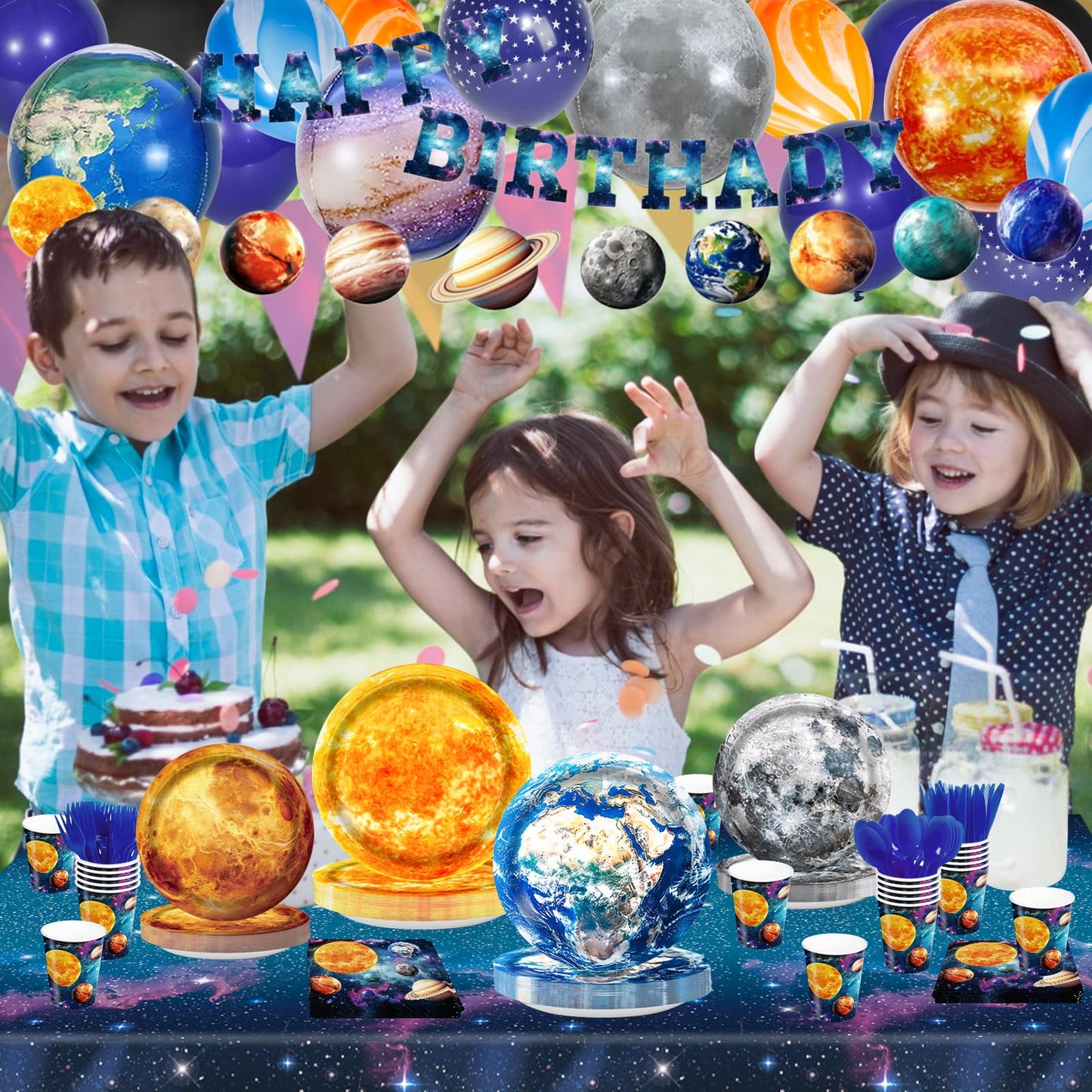 182pcs Outer Space Birthday Party Birthday Supplies Space Plates Napkins