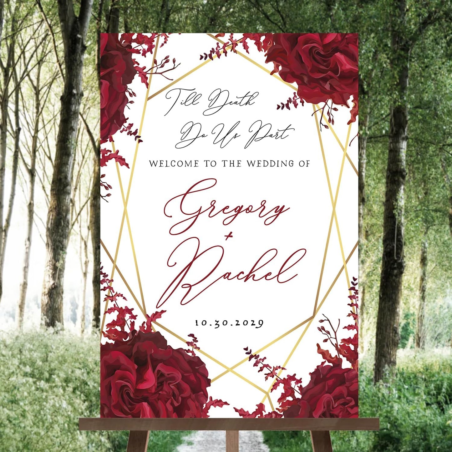 Halloween Til Death Do Us Part Gothic Welcome Board - Black Wedding Sign