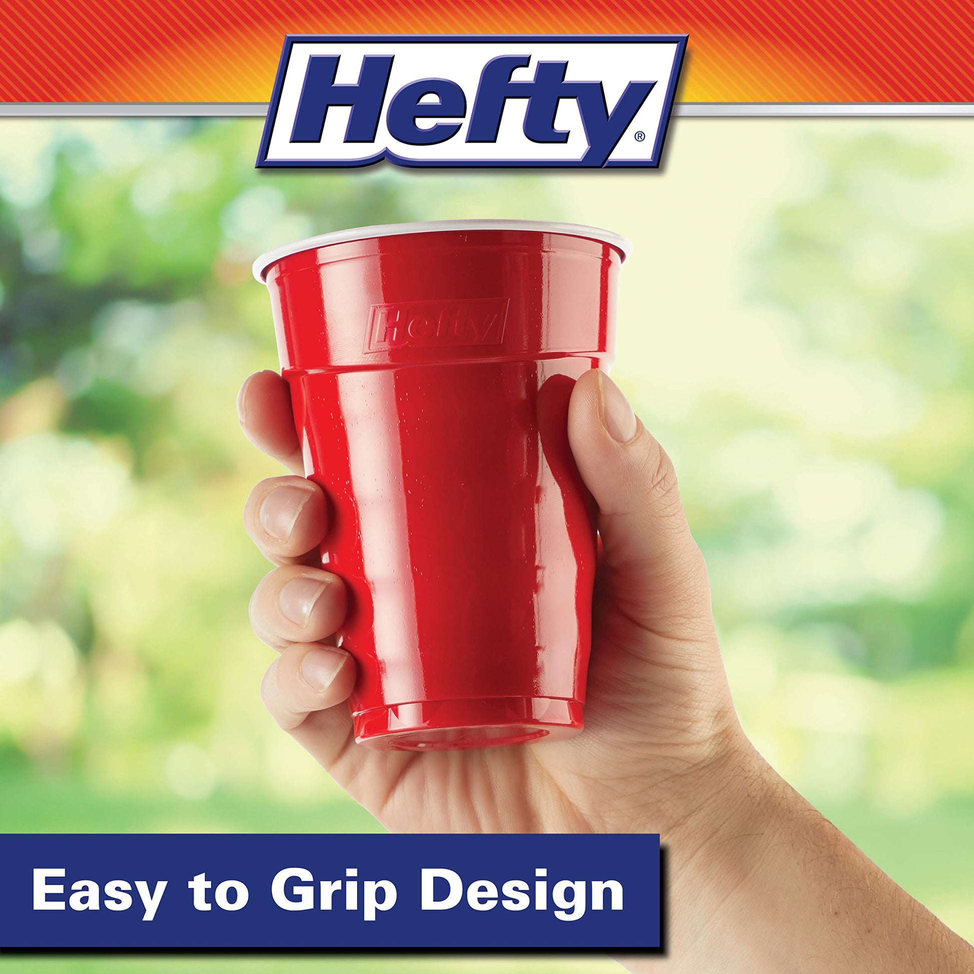 Hefty Party On Disposable Party Cups, Red, 18oz, 50ct