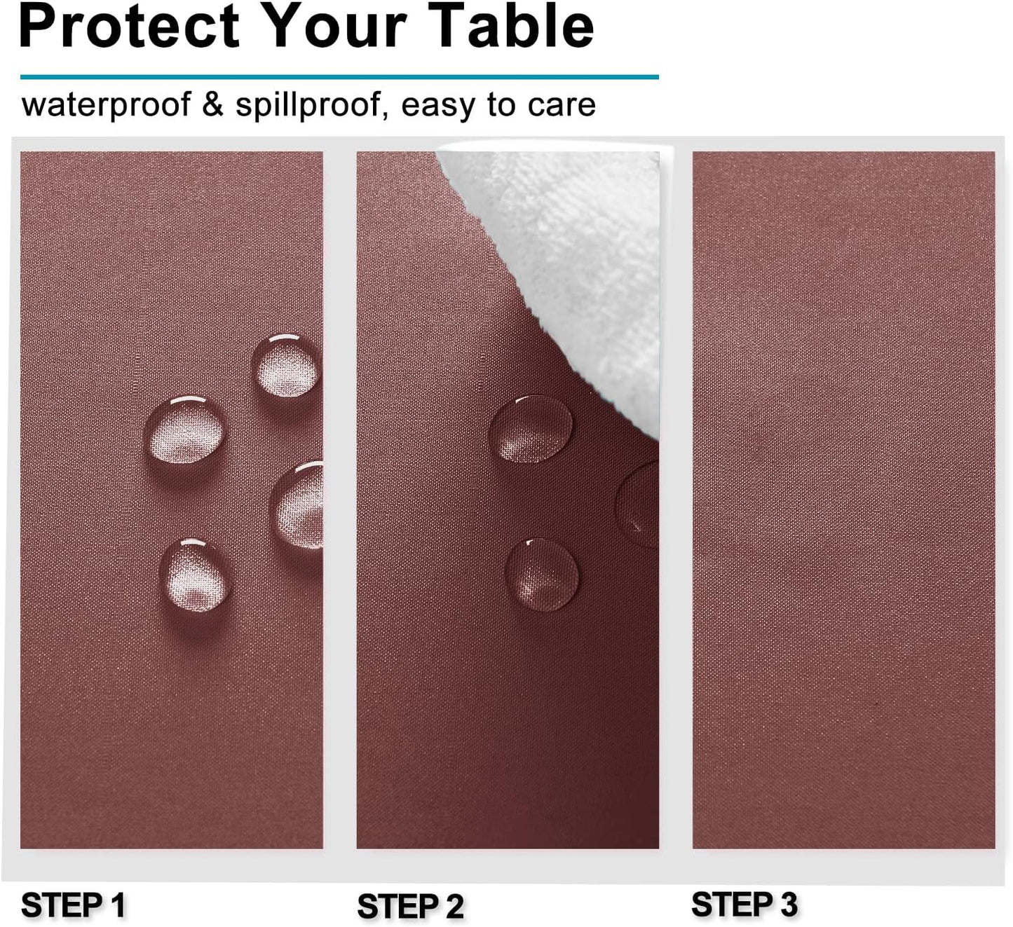 Hiasan Dusty Rose Rectangle Tablecloth - Waterproof Spillproof and Wrinkle Resistant Washable Polyester Table Cloth for Dining Party, 60 x 84 inch