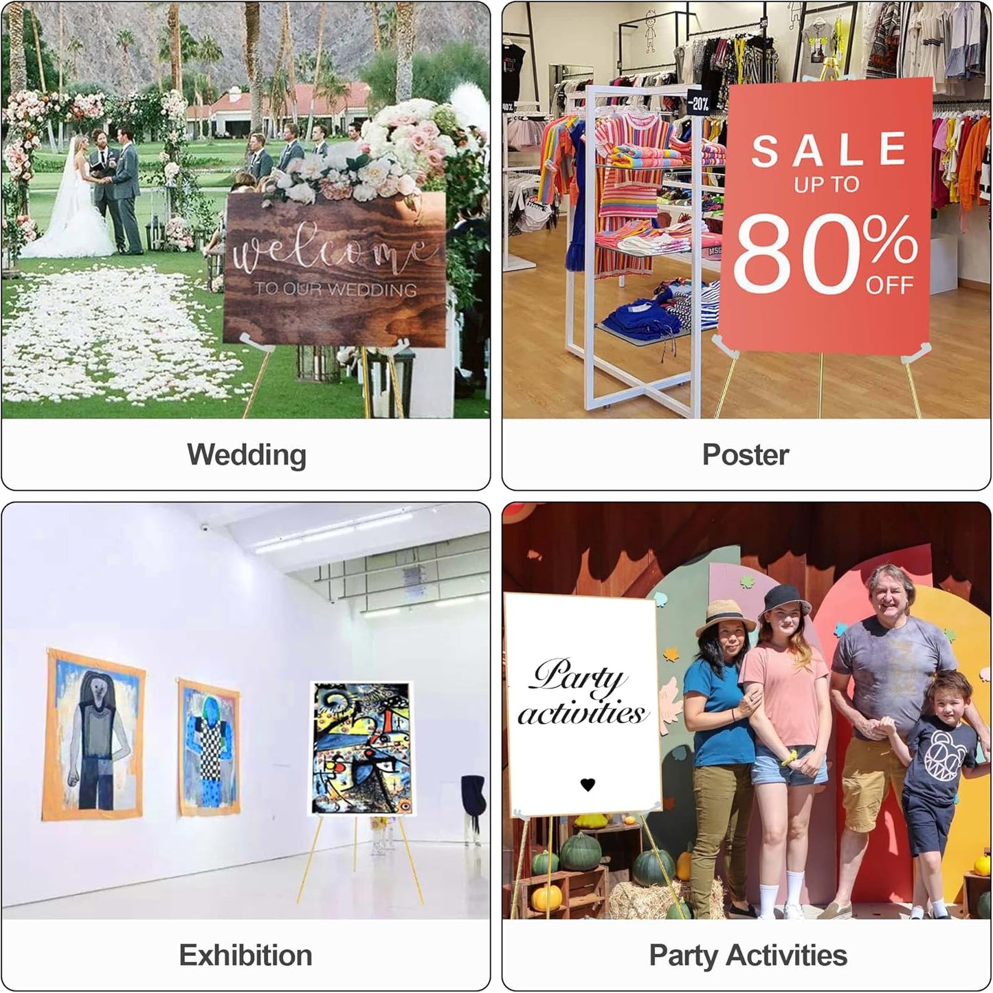 Easel Stand for Sign 63'' Art Easels for Display Wedding Welcome Poster Stand Portable Floor Metal Easel Gold