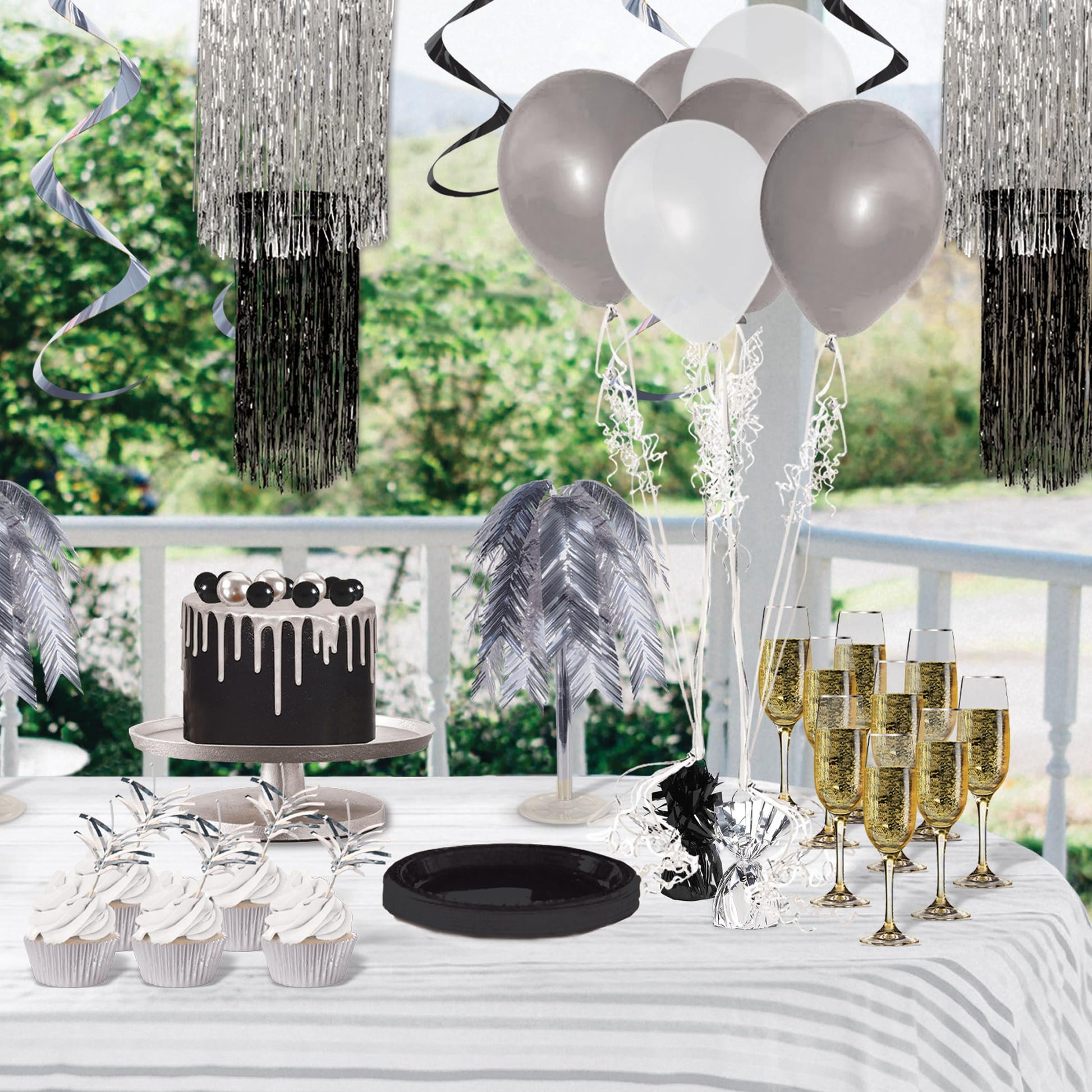 Beistle Wrapped Balloon Weight – 6 Pack, Black Balloon Centerpiece and Bouquet Holders, Party