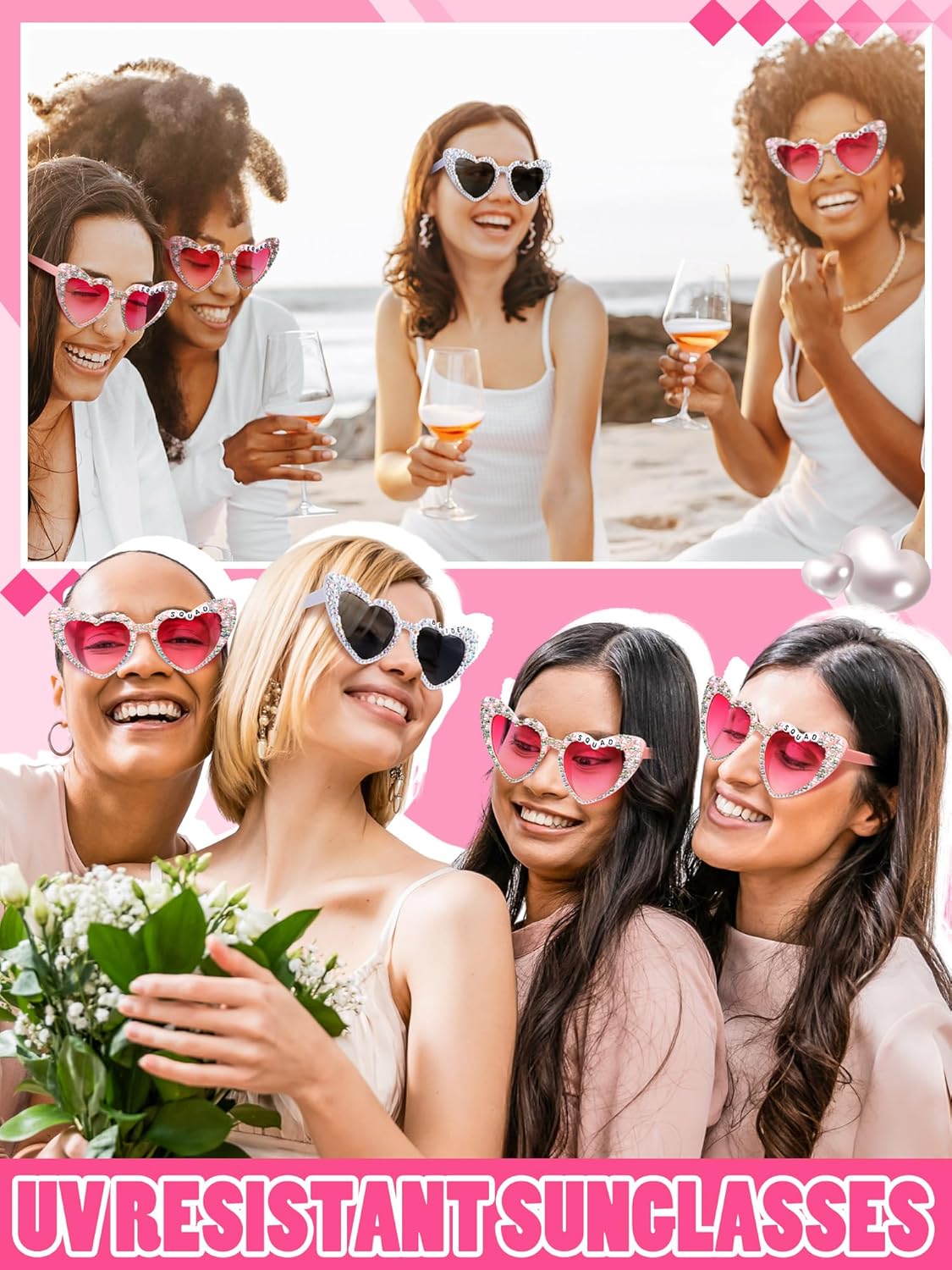 6 Pcs Bride Sunglasses Bachelorette Sunglasses Party Favors for Bridesmaids for Wedding Party Bride to Be Gifts