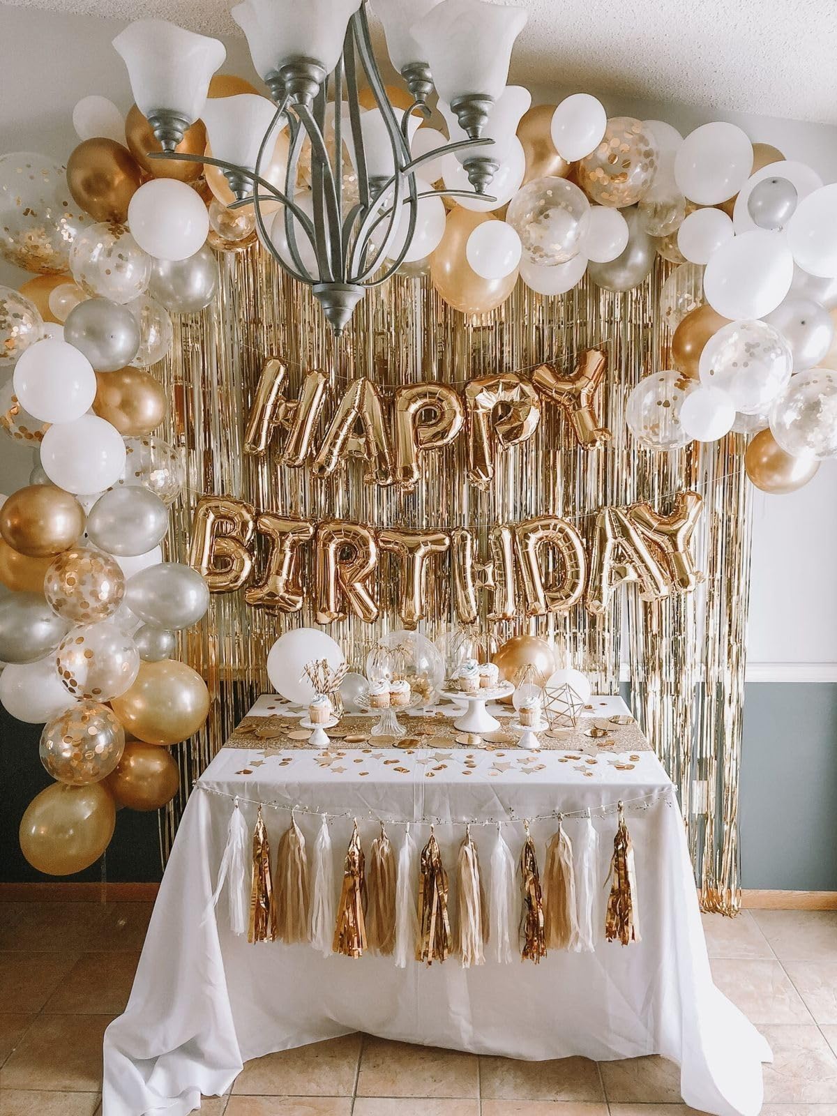 85 Pcs Gold Letter Balloons,16 Inch Foil Alphabet Number Double Set