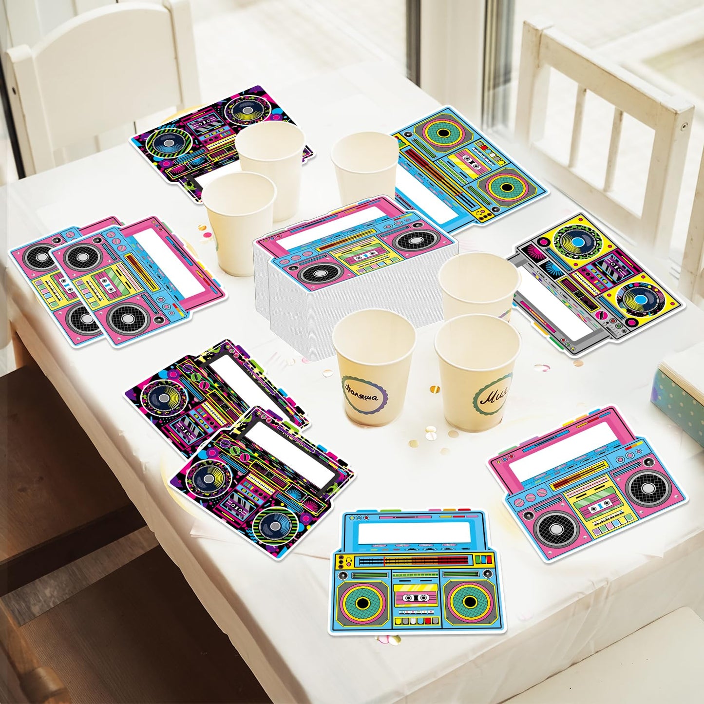 50 Pcs Radio Boombox Napkins Back to 80s 90s Party Decorations Retro Boombox Shaped Disposable