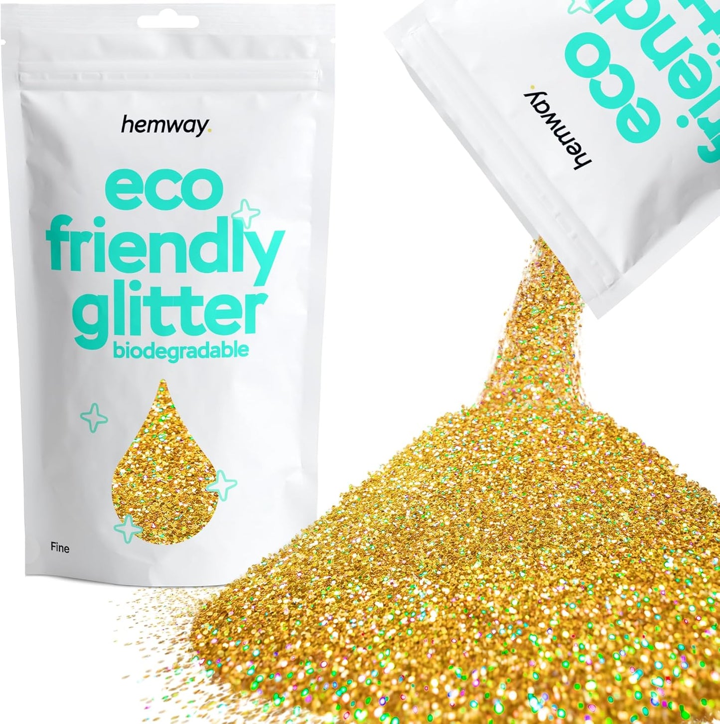 Hemway Biodegradable Glitter Eco Friendly - 100g/3.5oz Bio Cosmetic Safe Sparkle Vegan for Face Eyeshadow Body Hair Festival Makeup Craft - Fine (1/64" 0.015" 0.4mm) - Gold Holographic