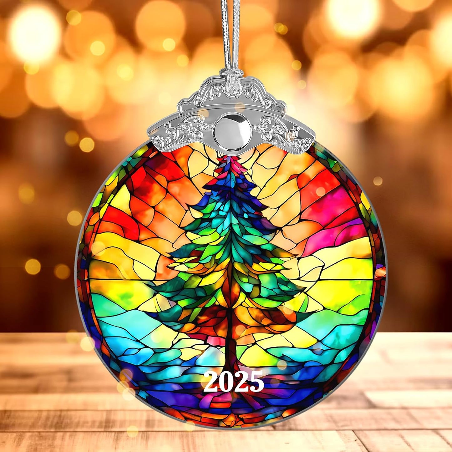 Christmas Tree Ornaments, Stained Glass Effect, 4 Inch Acrylic Ornament, White Elephant Gifts, Holiday Decor, Christmas Ornament 2025, Gag Gifts Funny Adult, Xmas Decorations