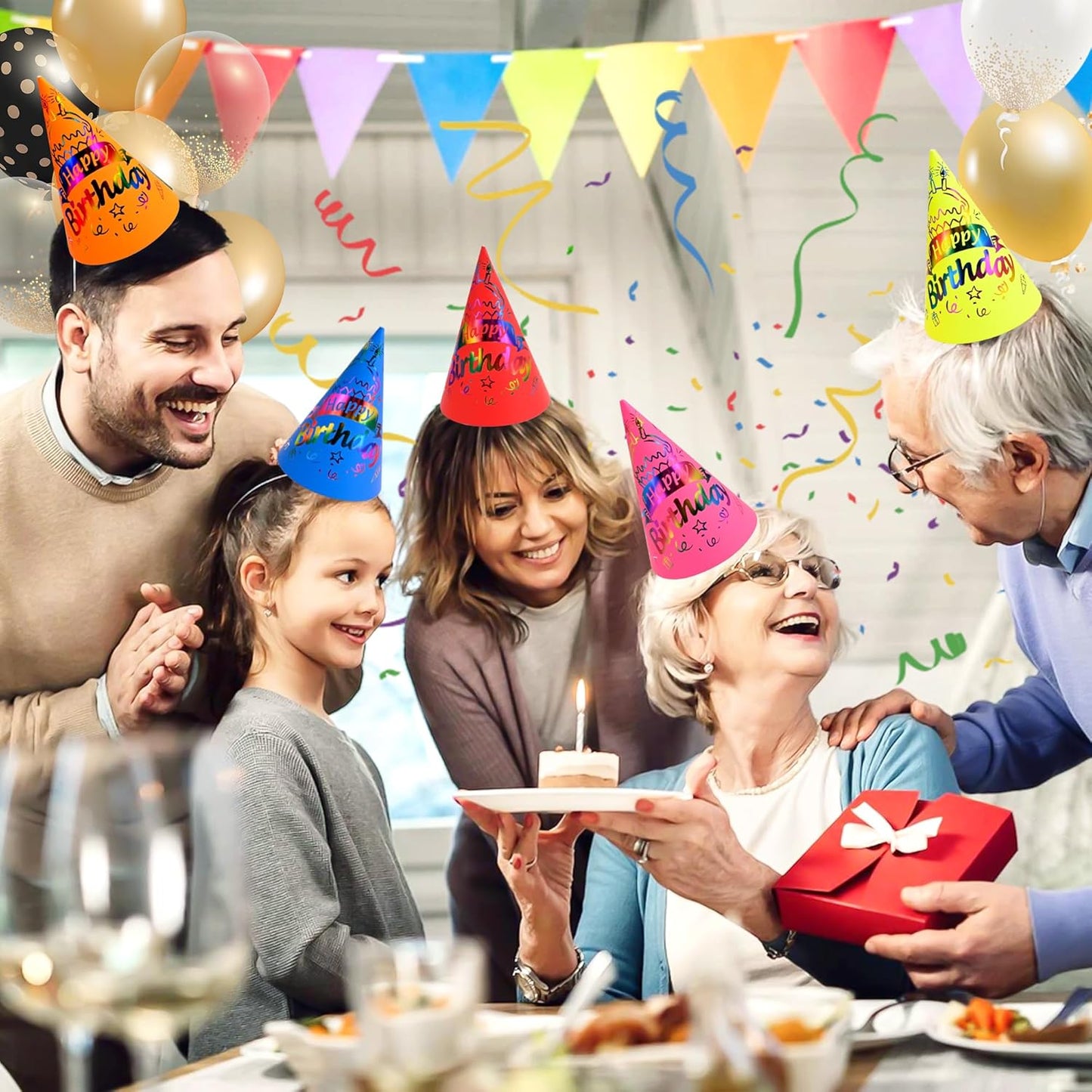 CANREVEL Party Hats for Kids and Adults, Party Headwear, Happy Birthday Hats, Birthday Party Decorations