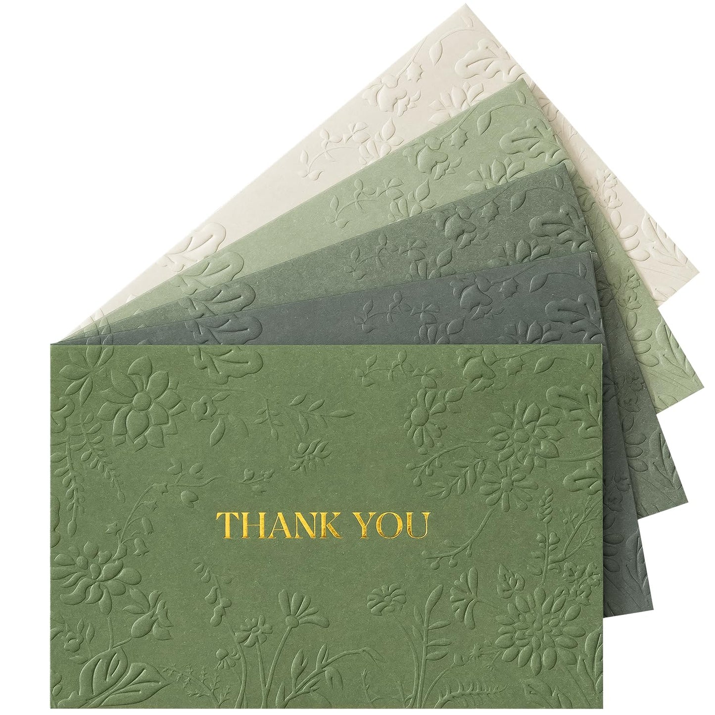 Crisky Bridal Shower Thank You Cards with Envelopes(Sage Green),50 Pack Embossed Floral Thank You