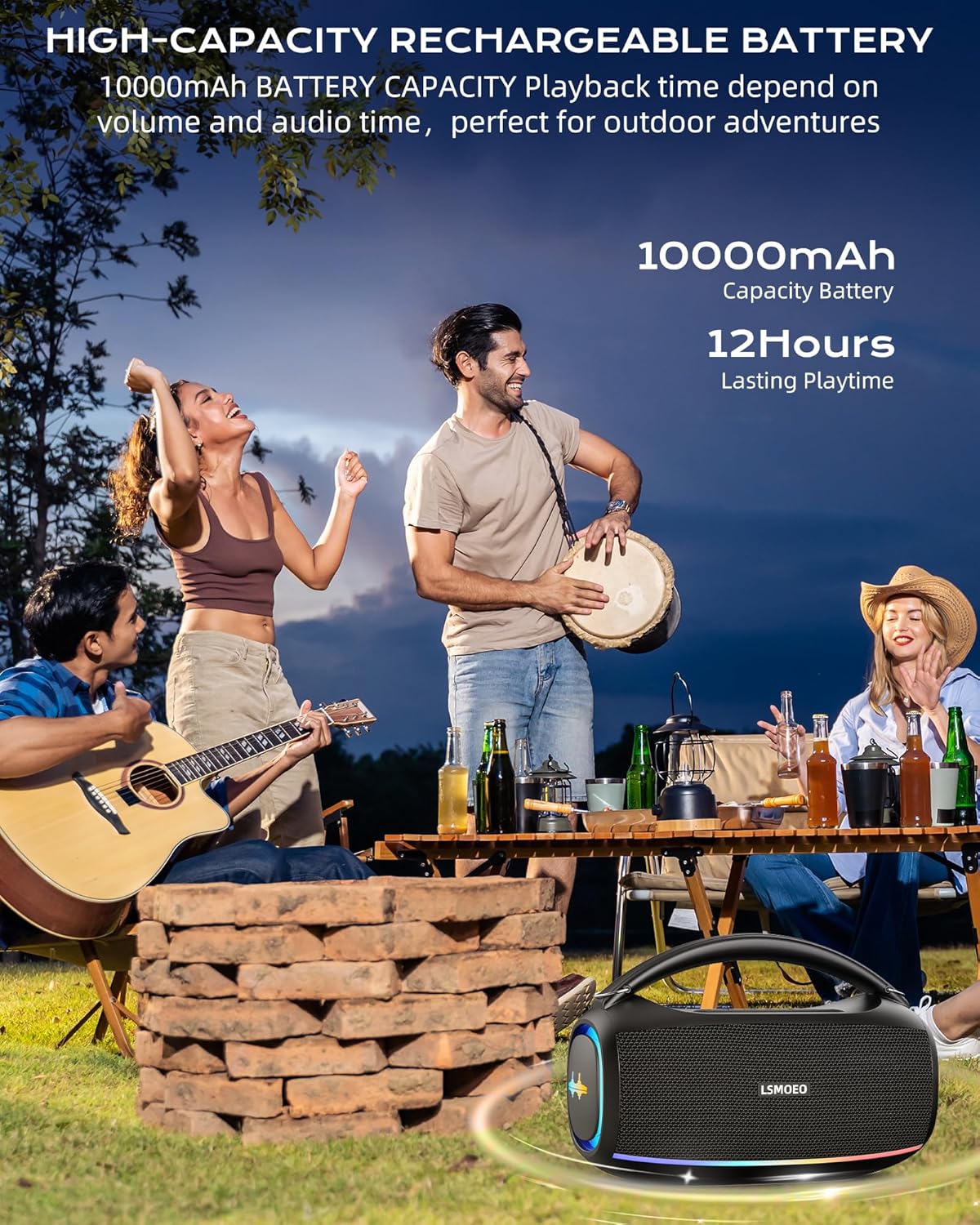 Karaoke Machine,IPX5 Waterproof Portable Bluetooth 5.3 Speaker with 2 Wireless Microphones for Adults & Kids,60W PA System Supports TWS/TF Card/USB/AUX/Live for Home Party-Black