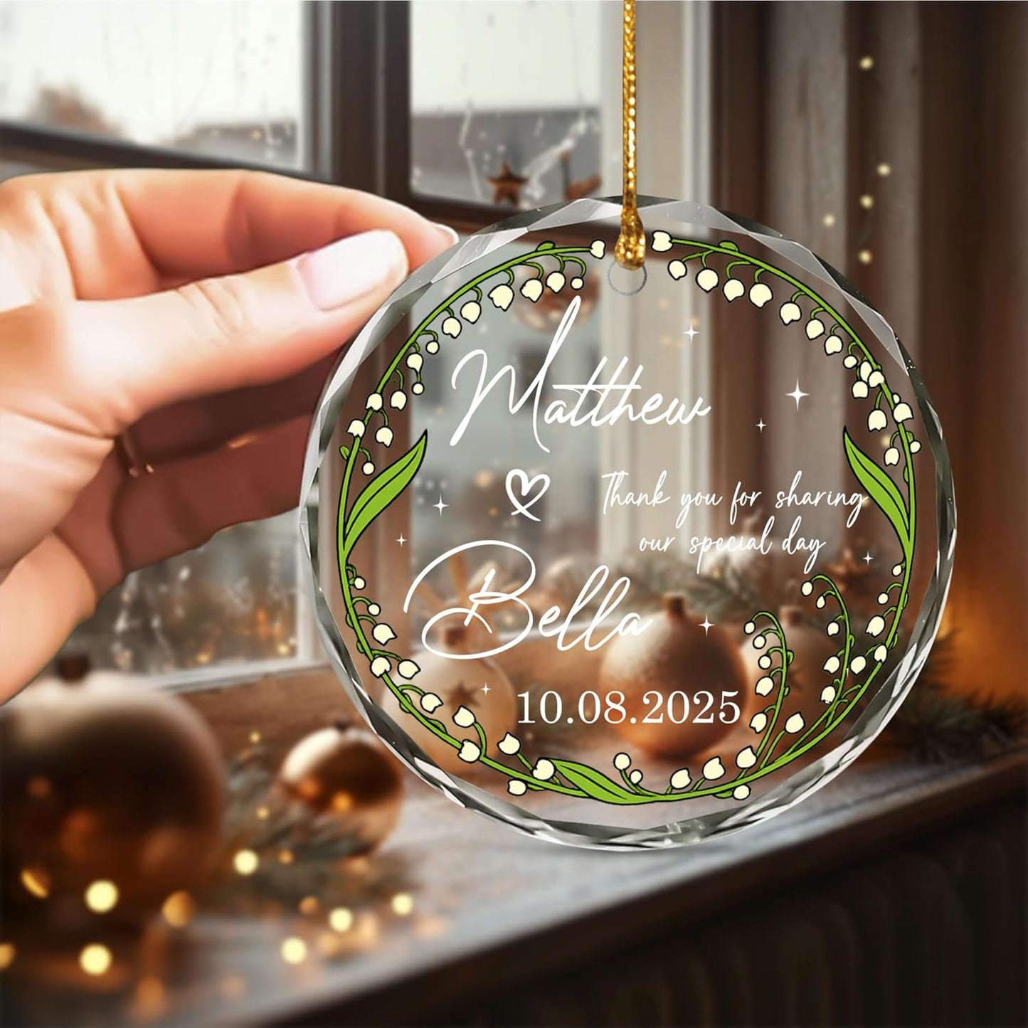Personalized Wedding Favor Christmas Ornaments For Guests - Promotional Ornaments - Perfect Party Gift For Guests - Couples Married Wedding Gifts - Thank You Sharing Our Special Day