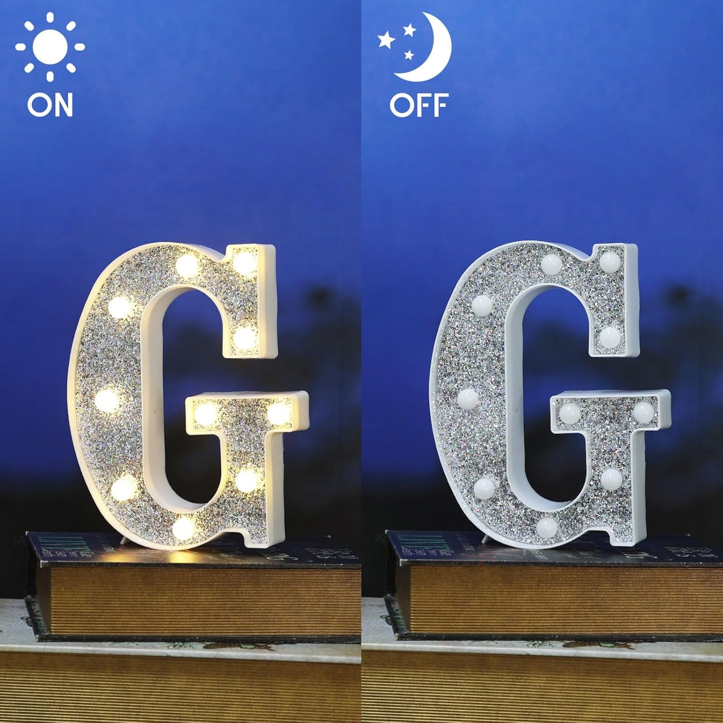 Marquee Light Letters for Table Decorations, Glitter Light Up Signs for Prom, Events, or Engagement Party Decor, Featuring Alphabet & Number Lighted Letters