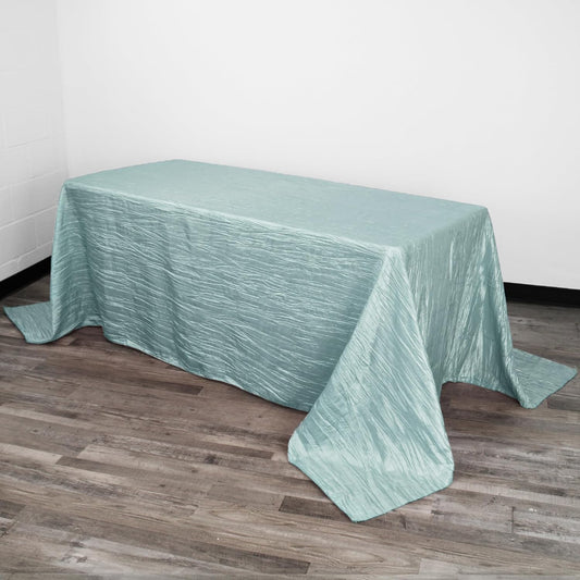 YOUR CHAIR COVERS - 90 x 132 inch Rectangular Crinkle Taffeta Tablecloth - Dusty Blue, Rectangle Table Linens for 6 ft Rectangular Tables, Wedding Crushed Table Cloth