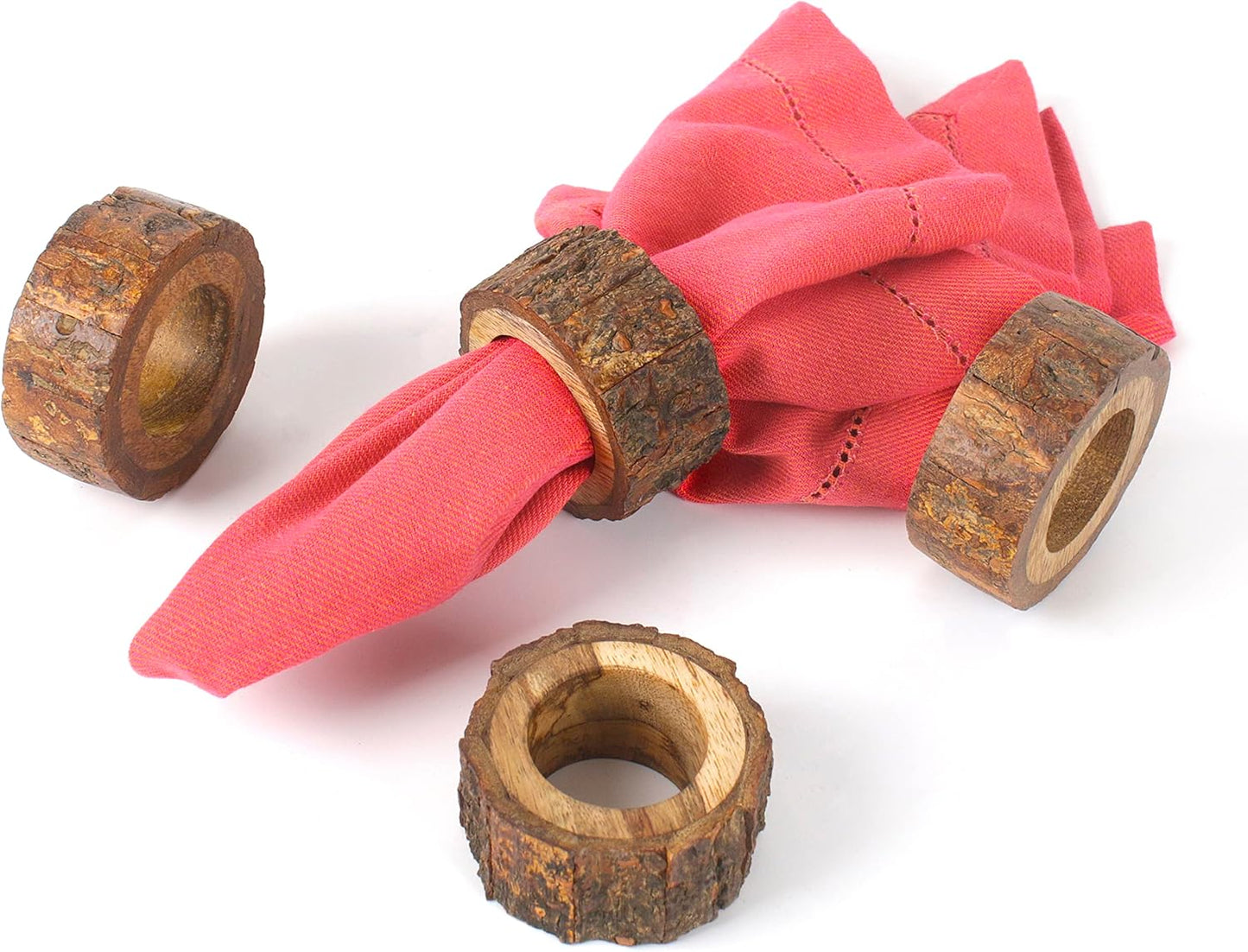 Farmhouse Rustic Wood Napkin Rings Set of 12 - Wooden Napkin Rings for Dinner Table Decoration, Wedding Dinner Party Banquet and Catering Party Services Table Decorations (Brown) - CLEENTABLE