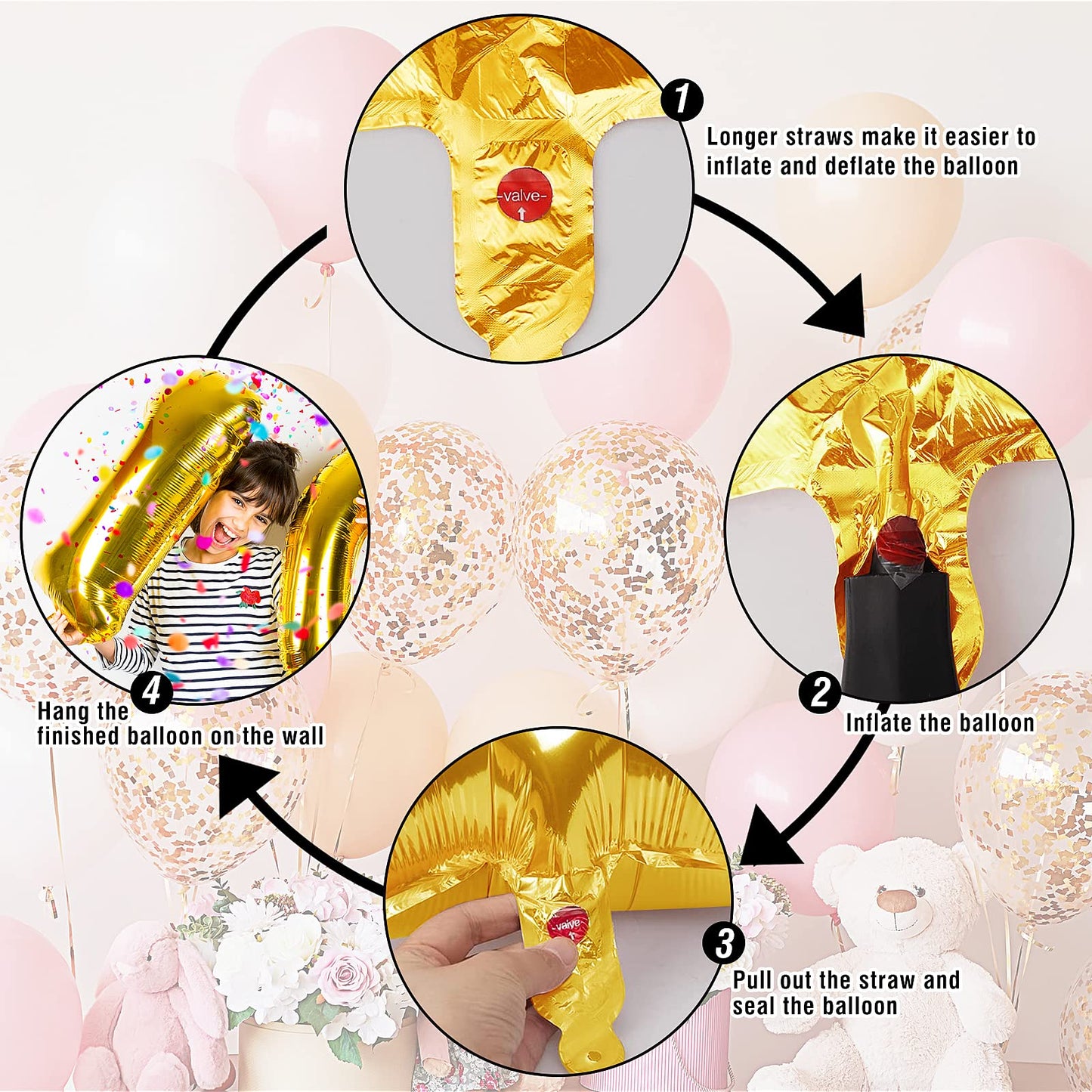 Smlpuame 40 Inch Gold Number 1 Balloon, 1st Birthday Decoration Boys Girls