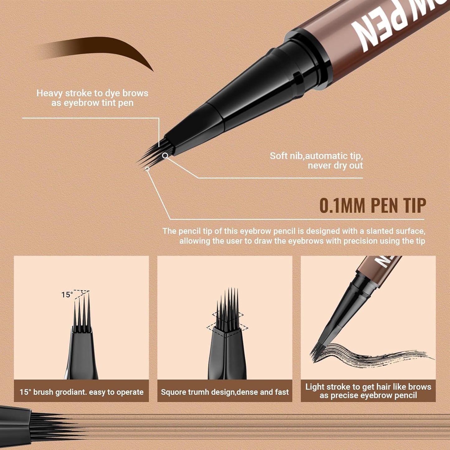 iMethod Eyebrow Pen - Eyebrow Pencil,2-in-1 Eyeliner Dual-Ended Microblading Eyebrow Pencil Long Lasting Waterproof Hair-Like Brow Pencil,with Eyebrow Brush,Eyebrow Pencils for Women,Reddish Brown