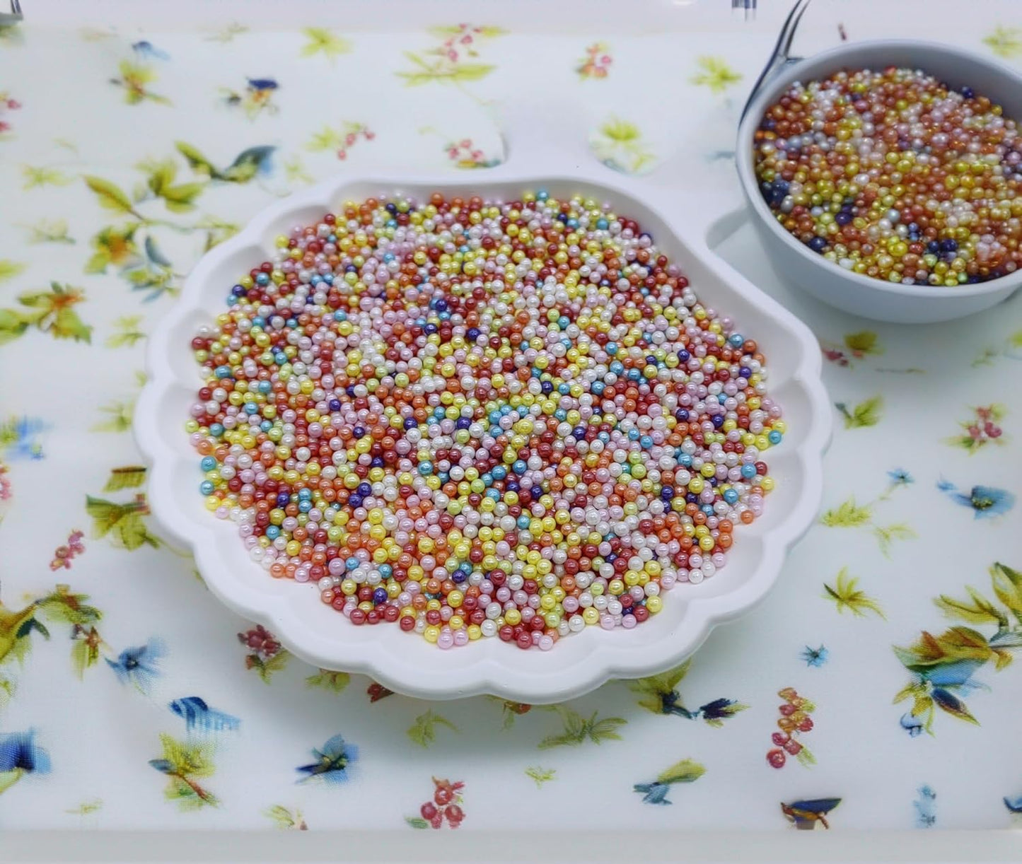 Edible Mixed Color Pearl Sugar Sprinkles Candy 2mm Mini Pearls Cake Decorations Cupcake Toppers Cookie Decorating Perfect for Wedding Party Valentine Halloween Christmas Supplies 3OZ