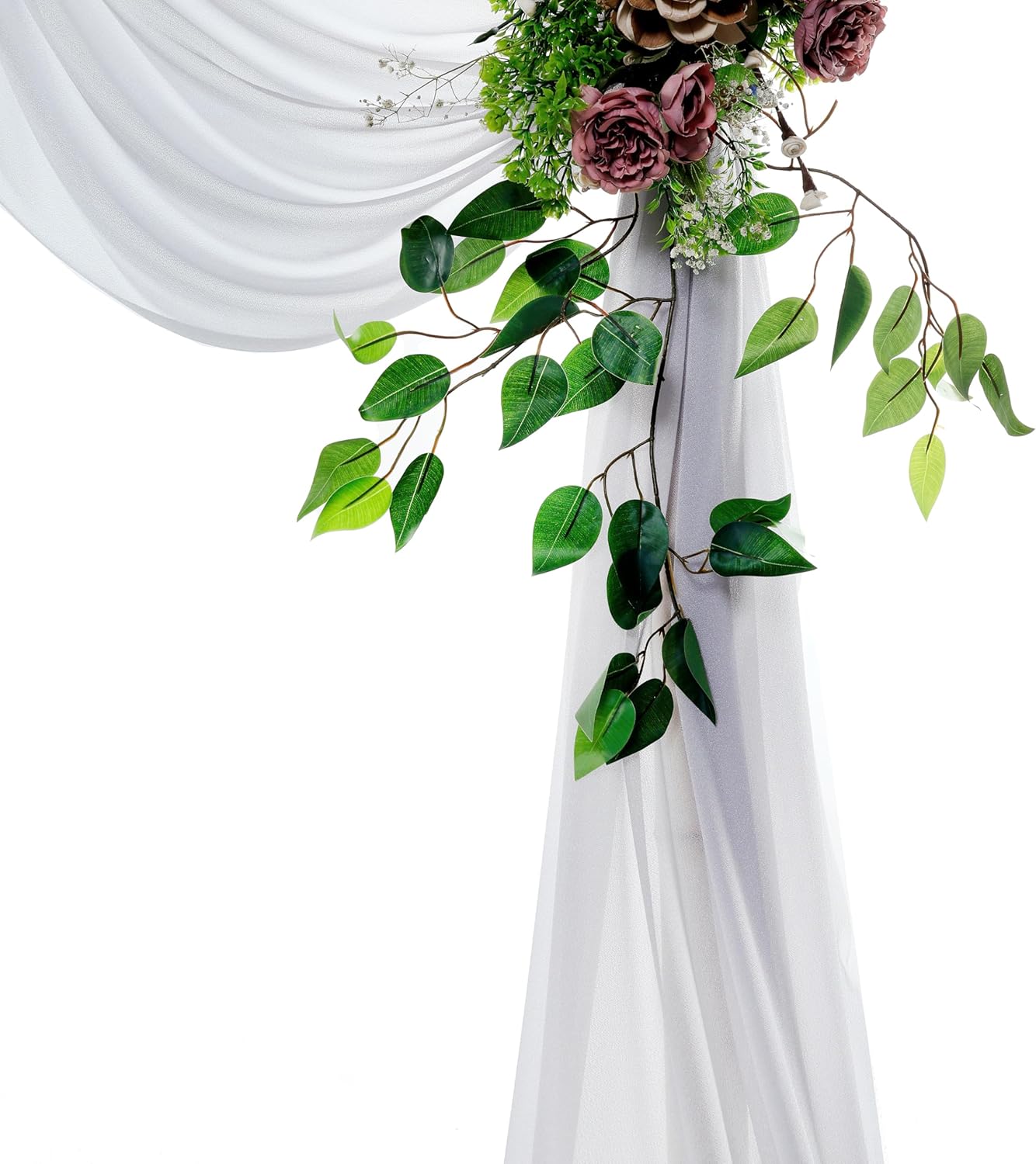 VDS Pack of 4 Panel (30 Inch X 20 Feet) Wedding Arch Draping Fabric Sheer Chiffon Fabric Drapery for Wedding Ceremony Reception Swag Backdrop Canopy Chuppah ARBO Altars Decoration (Cool Grey)