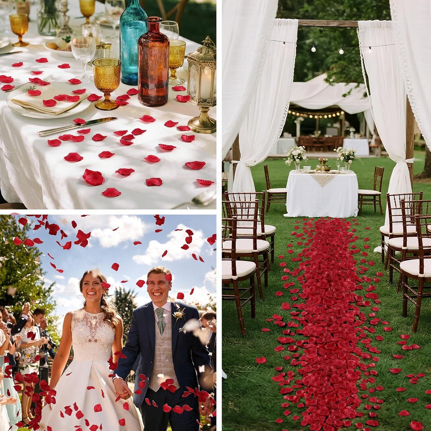 1000 Pcs Red Rose Petals Artificial Silk Flower Petals Romantic Decorations for Wedding Engagement Birthday Event Anniversary Party Backdrop Supplies