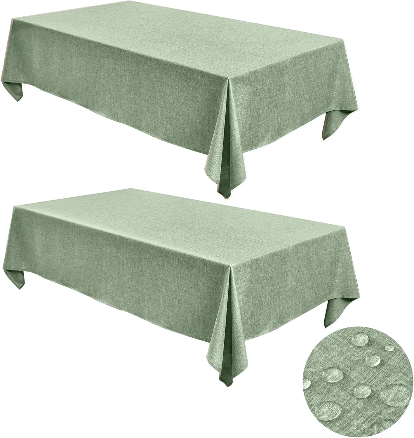 Fitable Faux Linen Tablecloths for Rectangle Tables: Water & Stain Resistant Farmhouse Table Cloth, Washable Burlap Textured Table Covers for Kitchen Dining Party(2 Pack, 60x102 Inch, Sage Green)