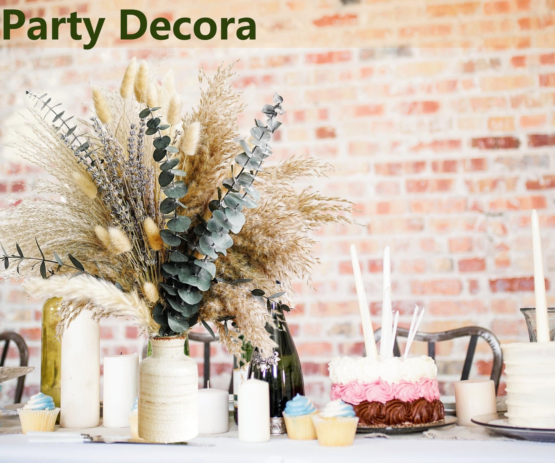 Green Pampas Grass Boho Bouquet – Exquisite Lavender and Eucalyptus Dried Flower Arrangements for