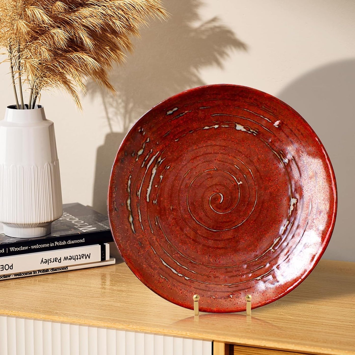 Large Plate Holder Display Stand - 10 inch Tall Plate Stands for Display - Metal Picture Frame Stand - Big Tabletop Easel Stand for Decorative Plates | Platter | Book | Plaque | Tile - 2 Pack - Gold