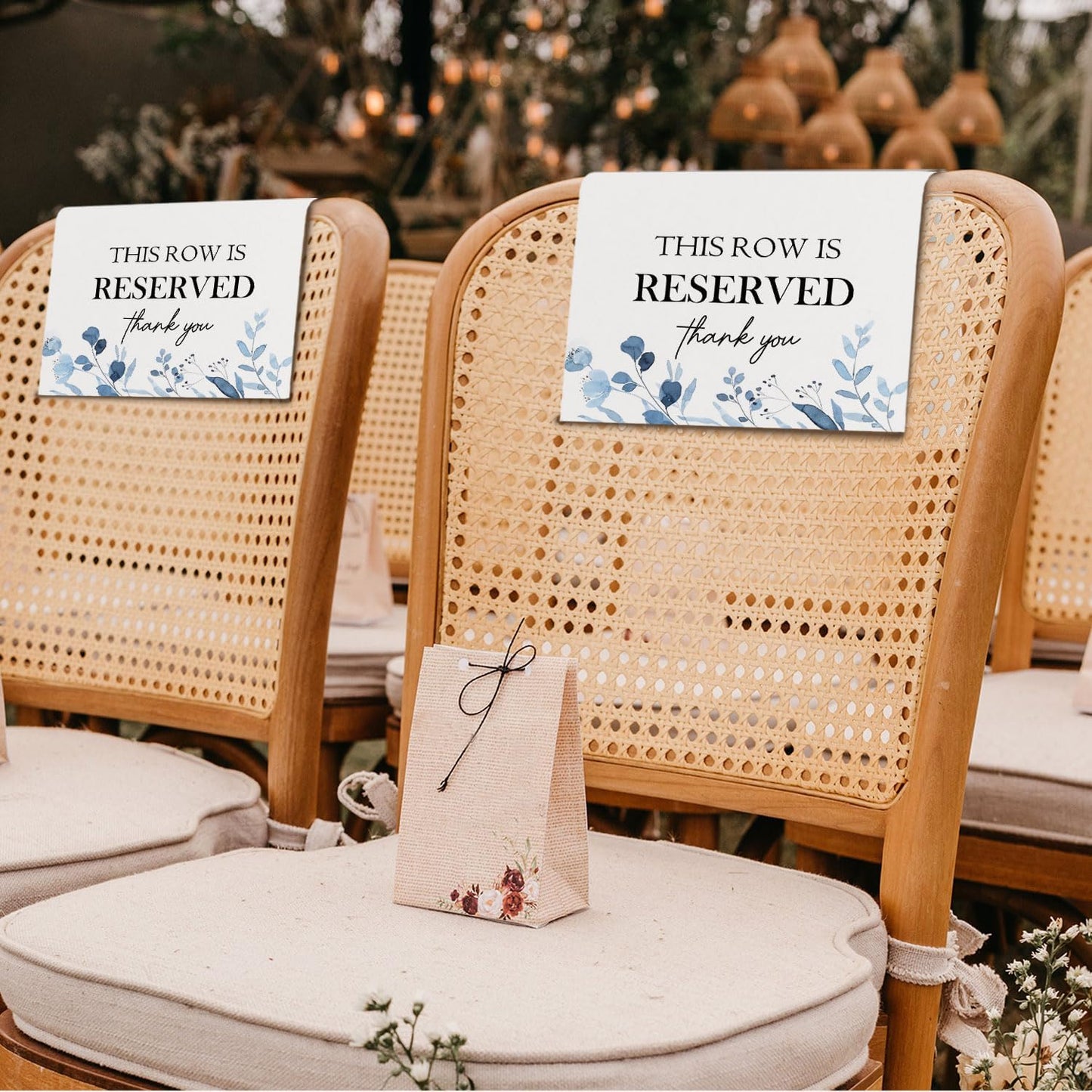 Reserved Seating Chair Signs, This Row Is Reserved Pew Cloths Seating Placeholder for Church Pews, Wedding Decorations for Reception Parties Celebrations Event Meetings (8 PCS, Dusty Blue)