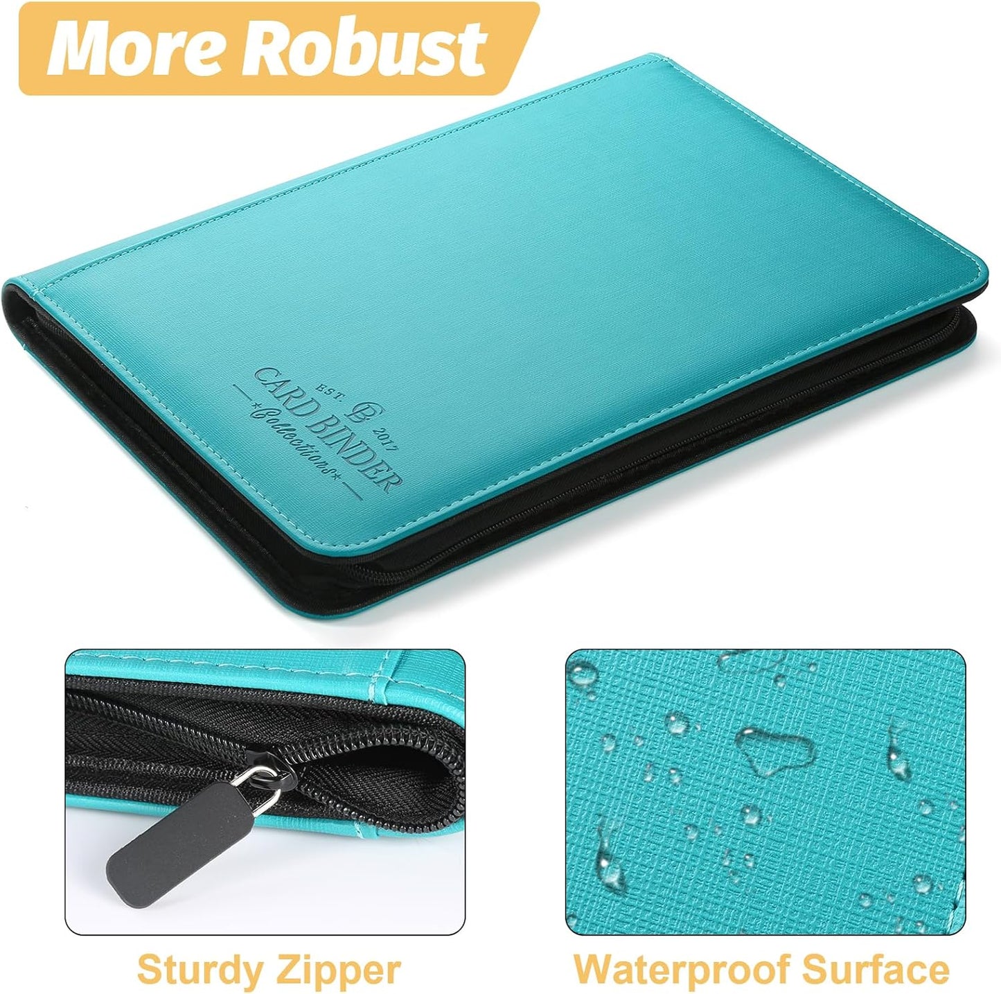 9 Pocket Card Binder, Premium Zip Trading Card Binder, 540 Double Sided Pocket PU Collection Binder, Collector Album, Card Folder for MTG, TCG, Sports Cards