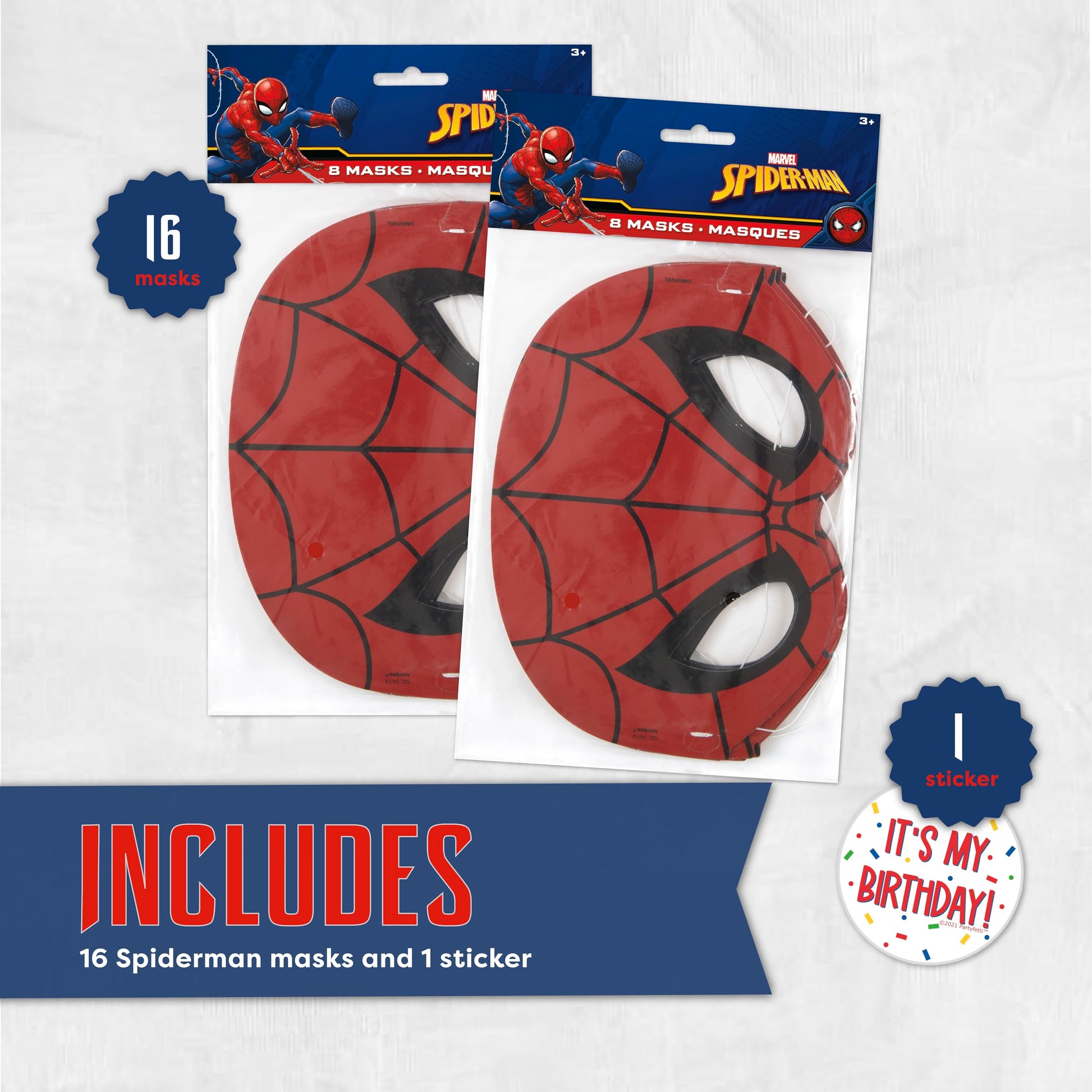 Spiderman Party Favors and Birthday Decorations - Spider Man Masks 16-Pack