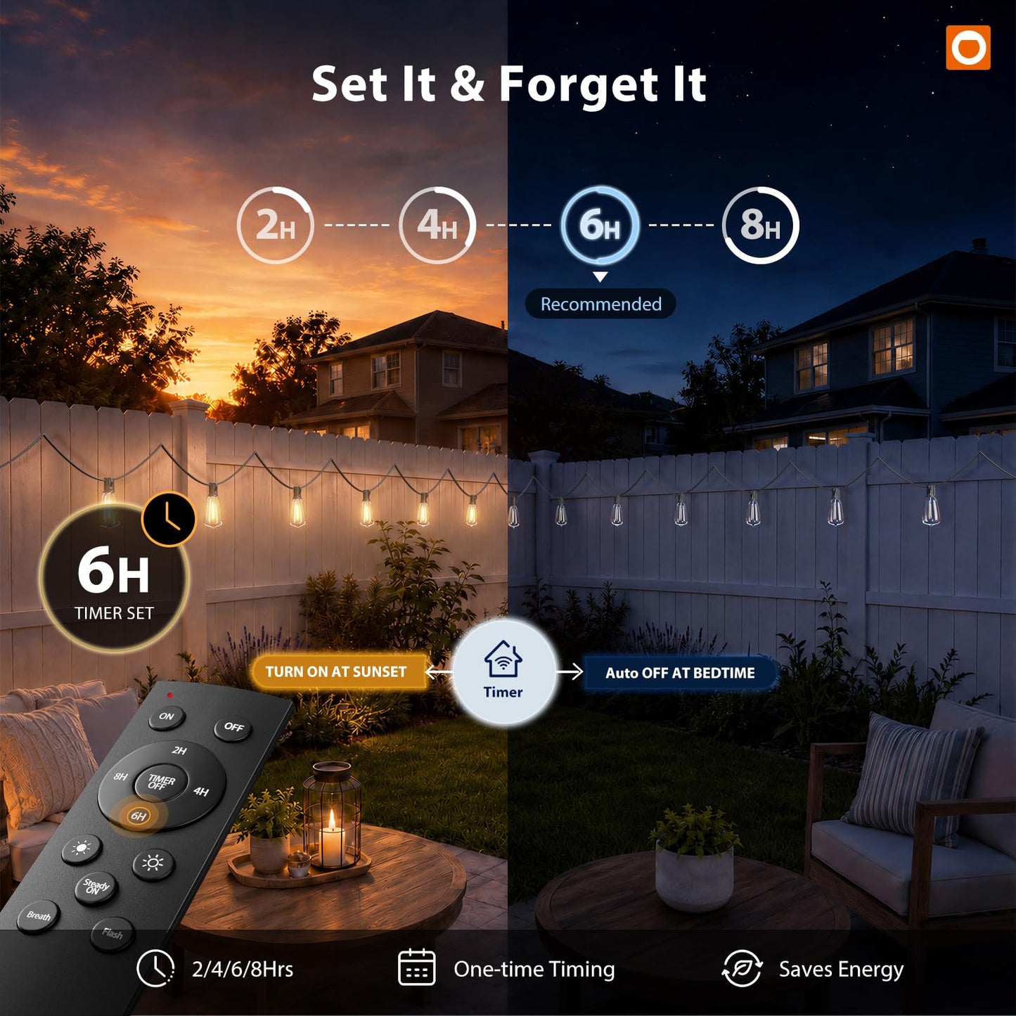 addlon 200(50FT*4) Outdoor String Lights with Remote LED Edison Waterproof