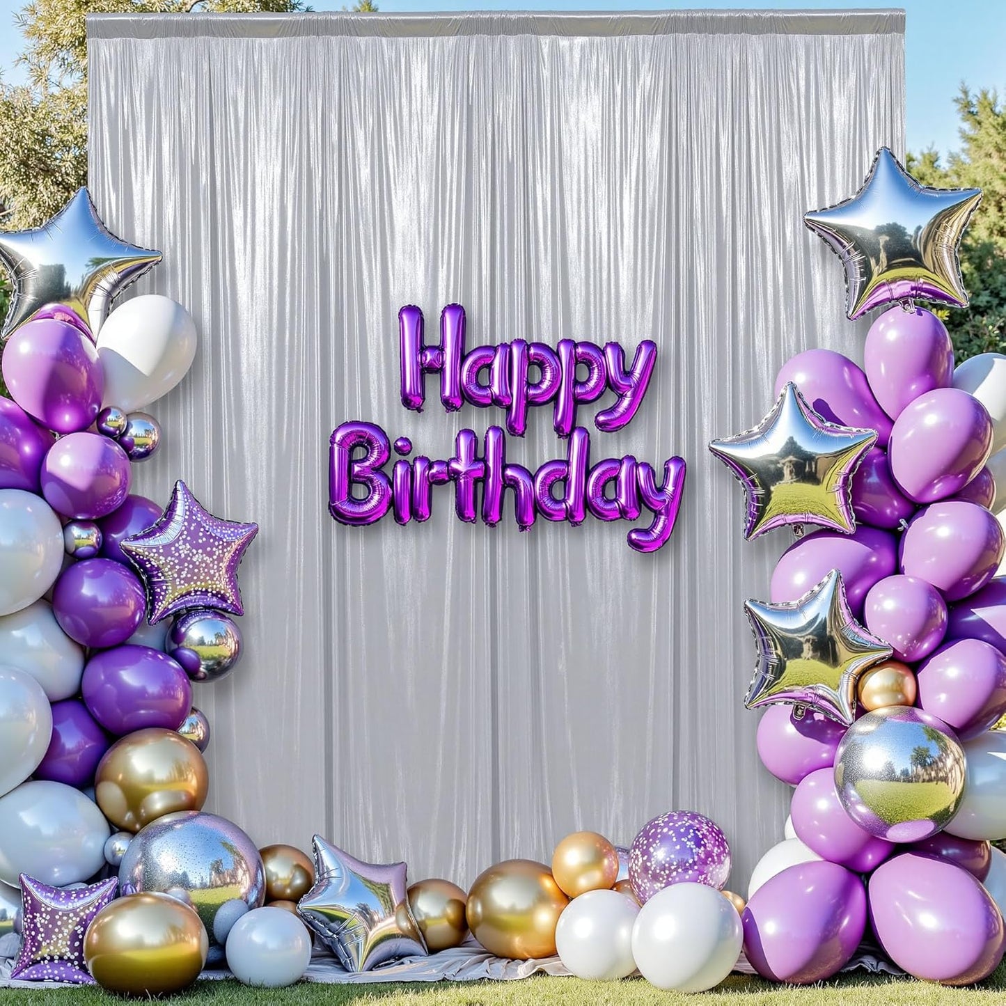 leegleri 20x10ft Thick Silver Glitter Backdrop Curtain Panels for Parties, Wrinkle Free Sequin Sparking Photo Backdrop Drapes, 4 Panels 5x10ft Shimmer Back Drop Cloth for Wedding Birthday Photography