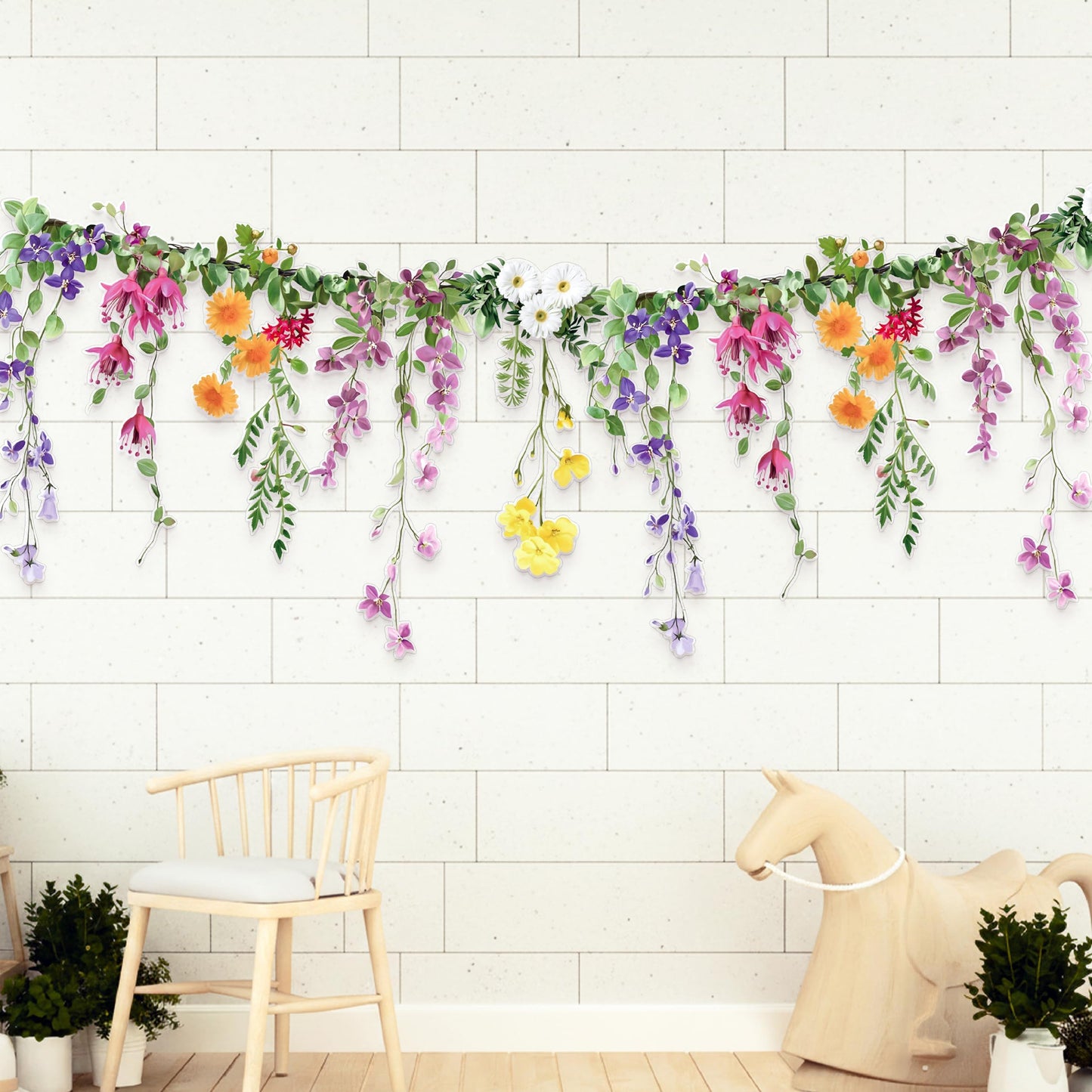 Cheerland Flower Banner Wildflower Garland Floral Party Decorations Waterproof Banner Whimsical