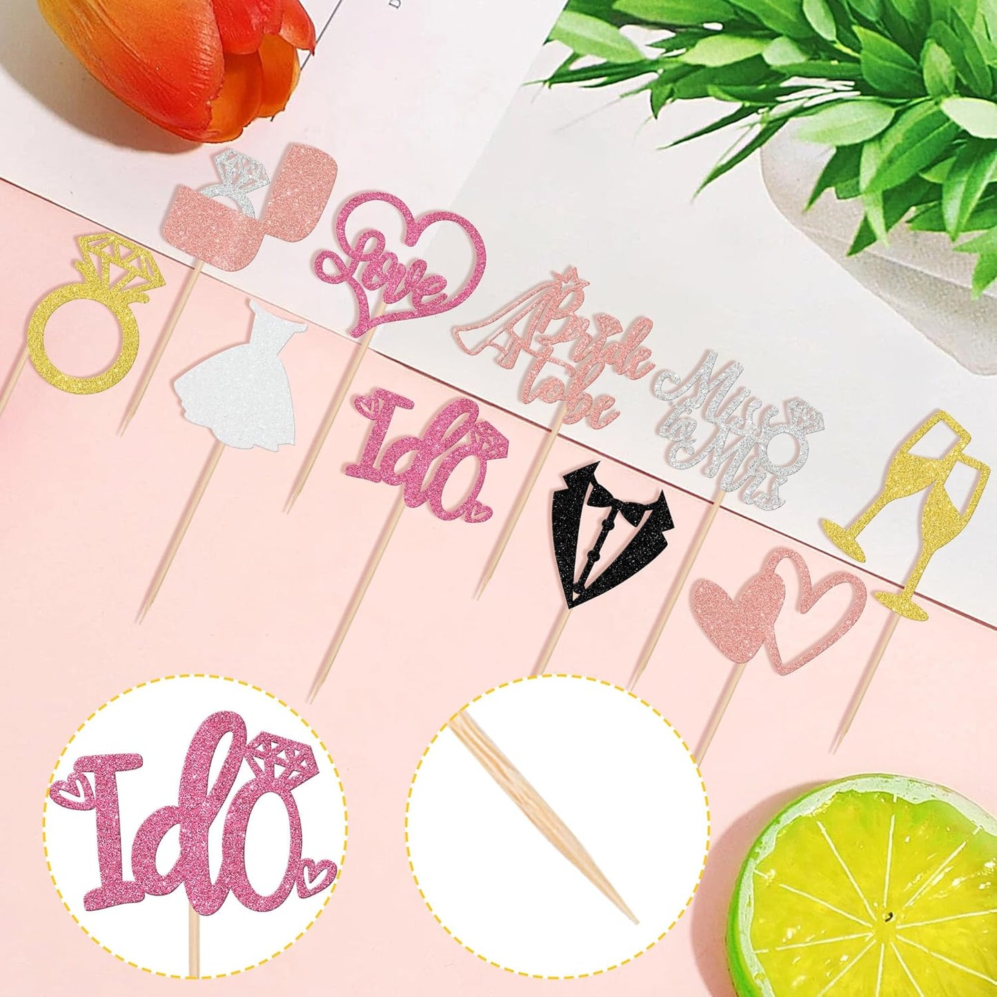 30 PCS Bride to Be Cupcake Toppers Wedding Cake Toppers I Do Love Heart Ring Miss to Mrs Cupcake Picks Wedding Engagement Decorations for Bridal Shower Engagement Bachelorette Party Supplies Colorful