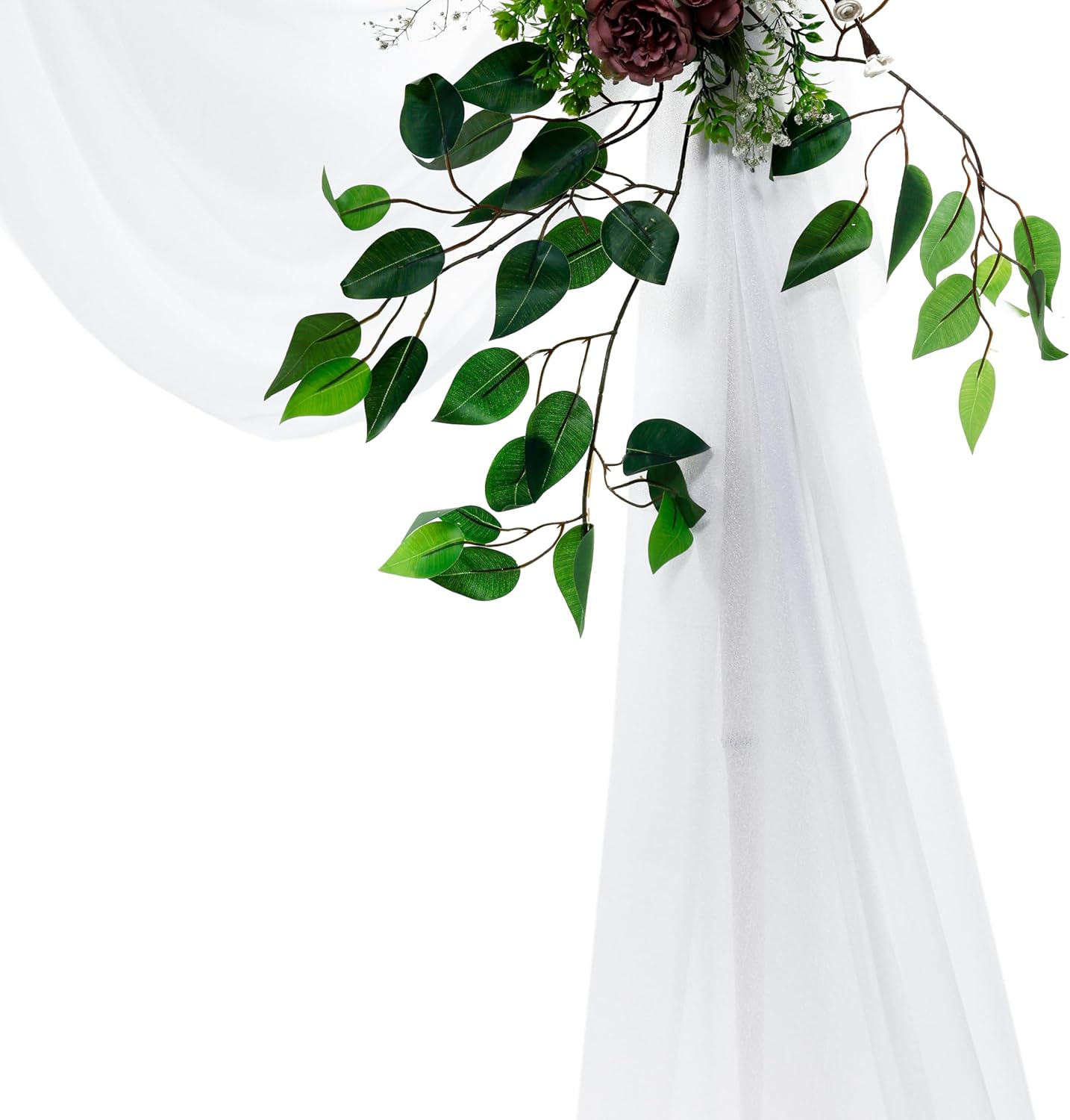 VDS Pack of 1 Panel (30 Inch X 40 Feet) Wedding Arch Draping Fabric Sheer Chiffon Fabric Drapery for Wedding Ceremony Reception Swag Backdrop Canopy Chuppah ARBO Altars Decoration (White)