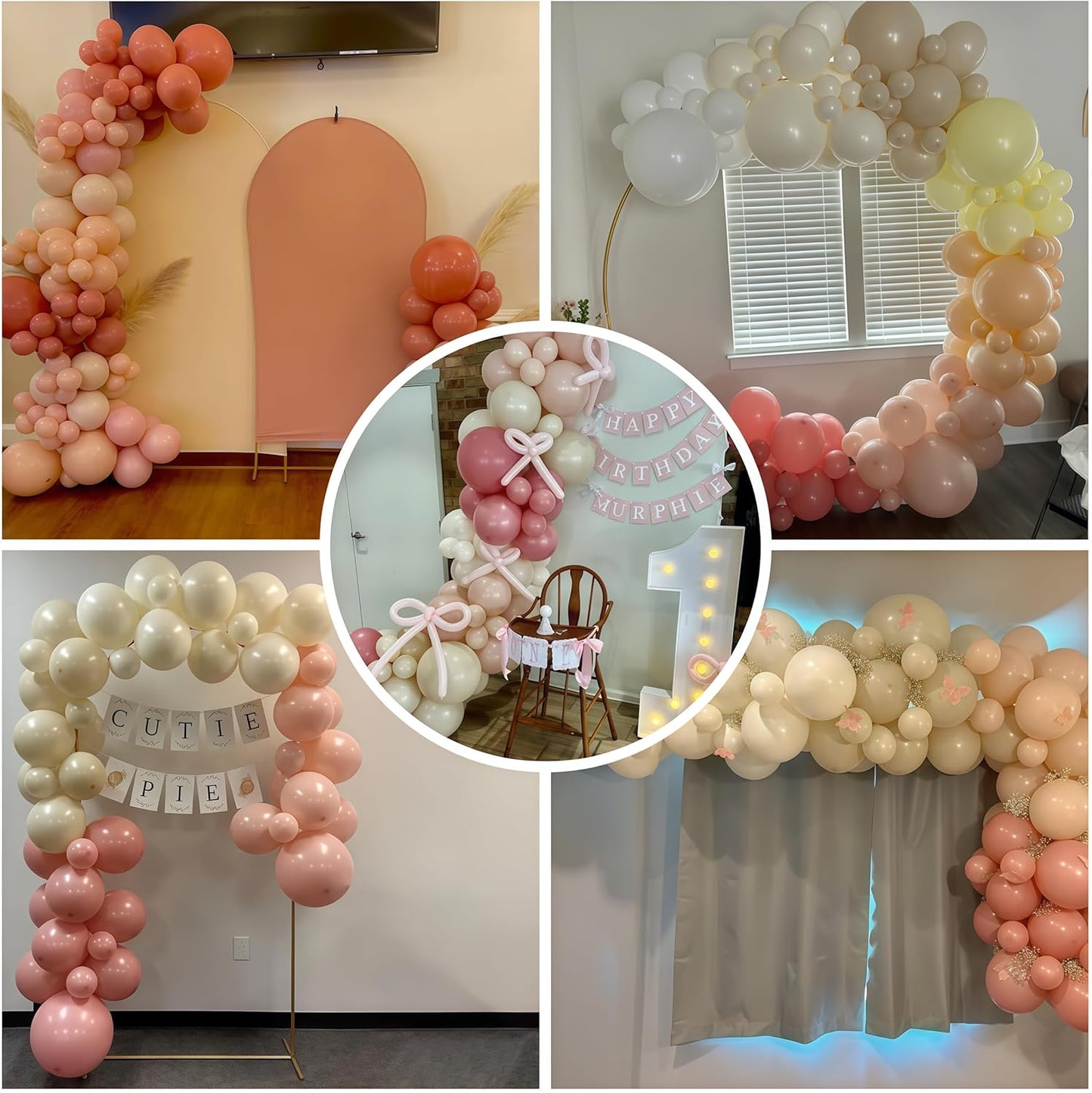 Dusty Pink Balloon Arch Kit 115Pcs Boho Blush Pink Balloons Garland Neutral Retro Peach Nude Beige Cream White Sand Birthday Party Balloons for Girls Baby Bridal Shower Wedding Engagement Decorations