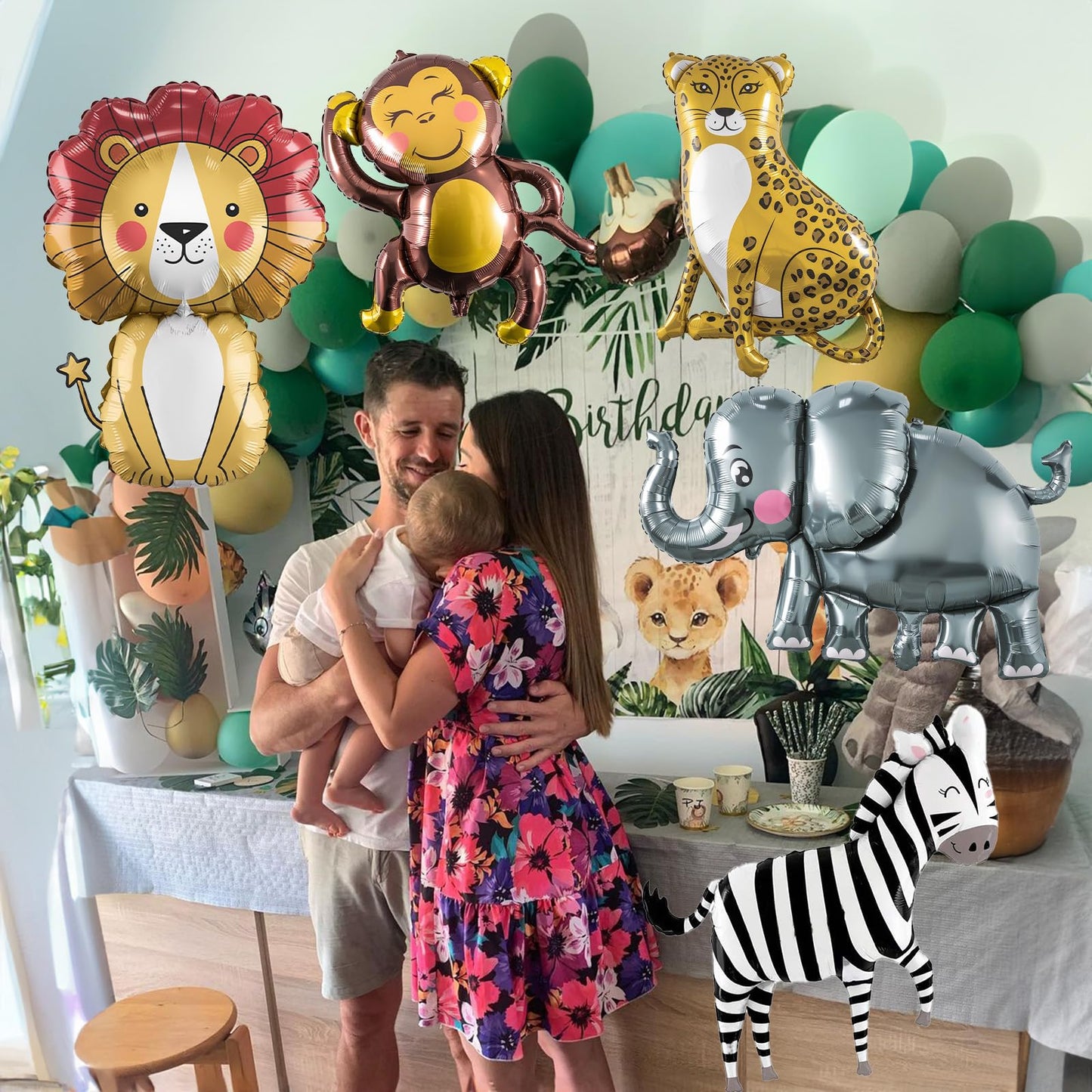 Large Animals Foil Balloons for Jungle Safari Birthday Party Decorations