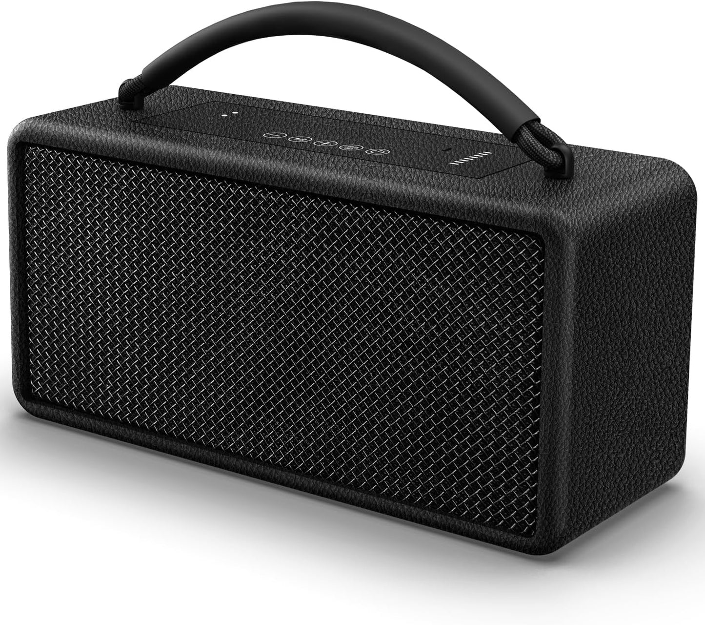 DINDIN Portable Bluetooth Speaker: 80W (Peak), 20H Playtime, Loud Wireless Wood Speakers with Bass, AUX and USB Input, Subwoofer, TWS Pairing, Vintage Speaker for Outdoor, Home, Office (Black)