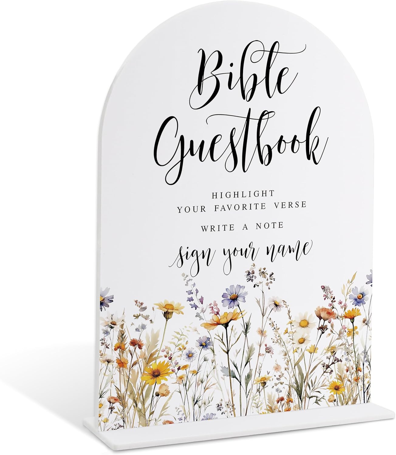 Wedding Signs for Ceremony and Reception, Boho Floral Acrylic Bible Guestbook Sign, Wedding Signage with Stand, Bridal Shower Table Centerpieces, Supplies for Engagement Reception Event Party, 36