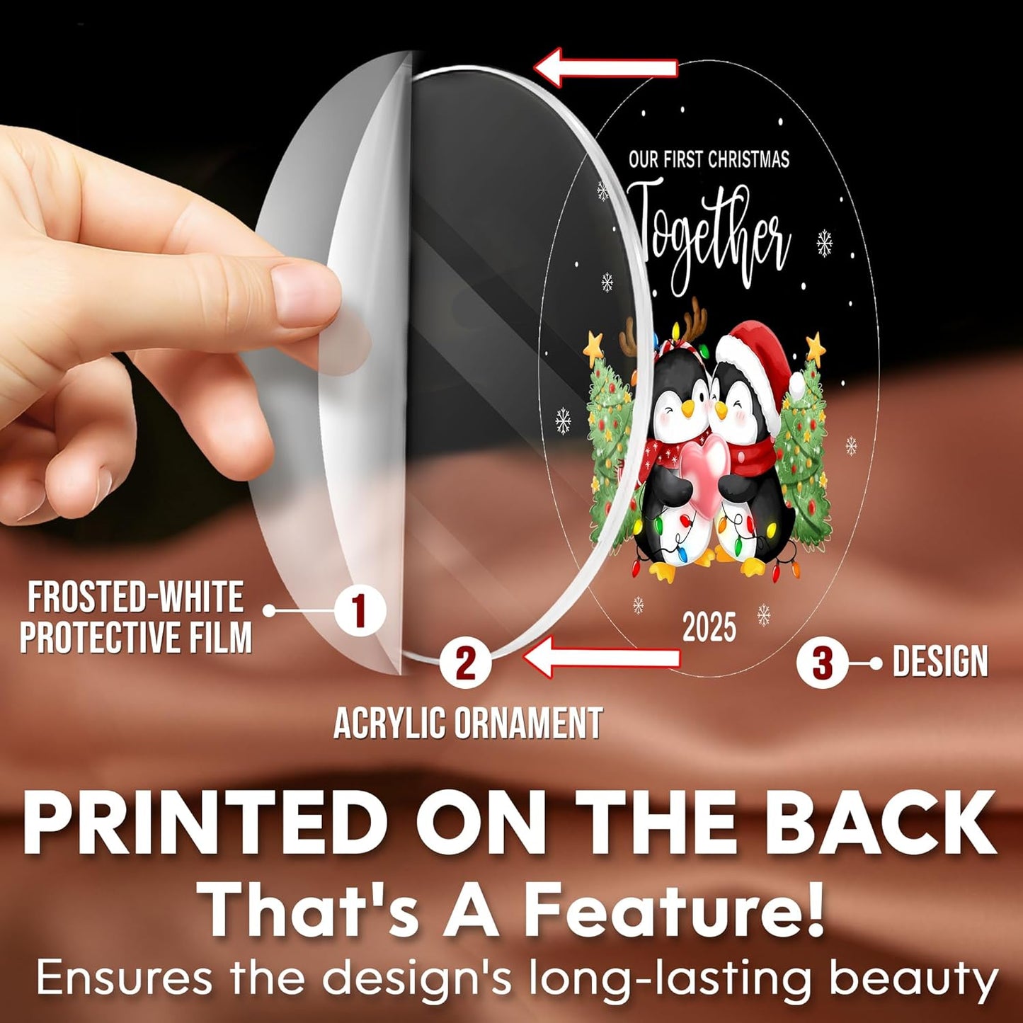 HEXMOZ First Christmas Together Ornament 2025 - Penguin Couples First Christmas Ornament - Couples Gifts for Him Her, Boyfriend Girlfriend, Married Couple Better Together Anniversary - Xmas Decoration