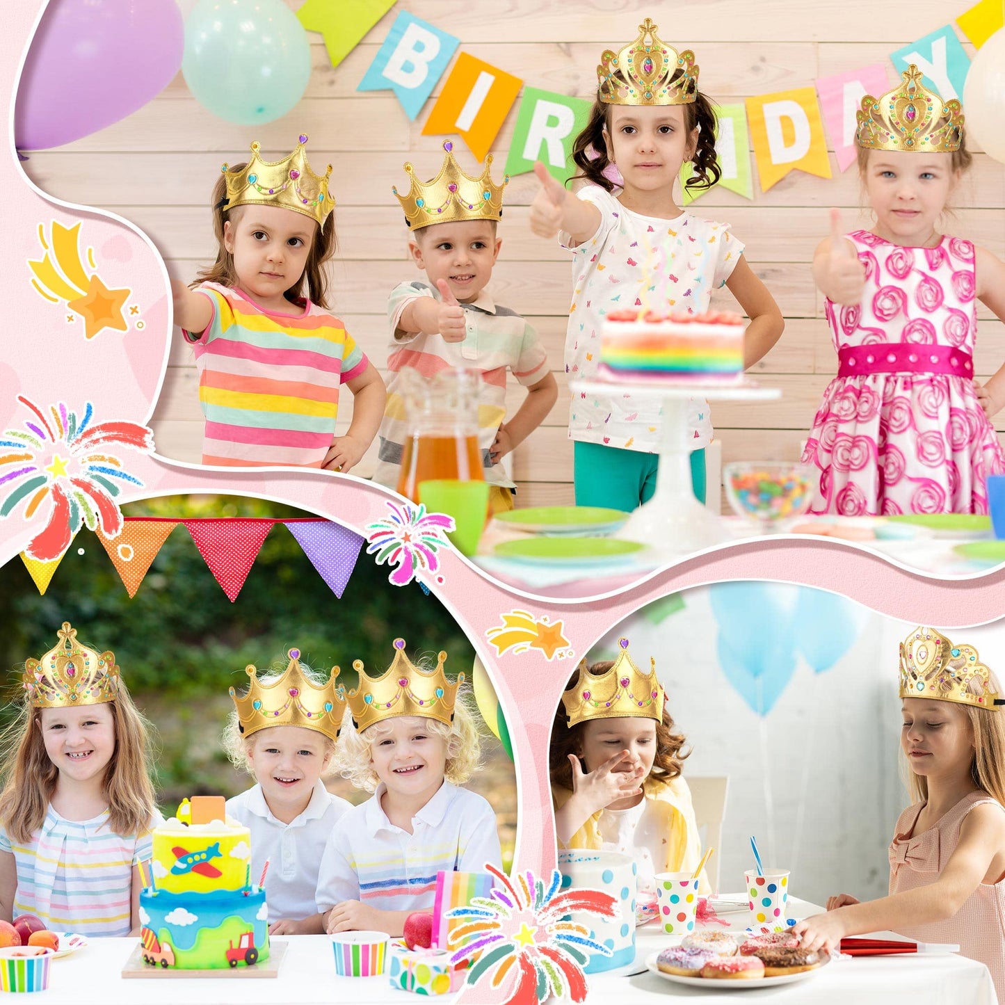 Yaomiao 66 Pieces Foam Princess Tiaras DIY Crowns Kids Party Favors Craft Crystal Diamond Sticker