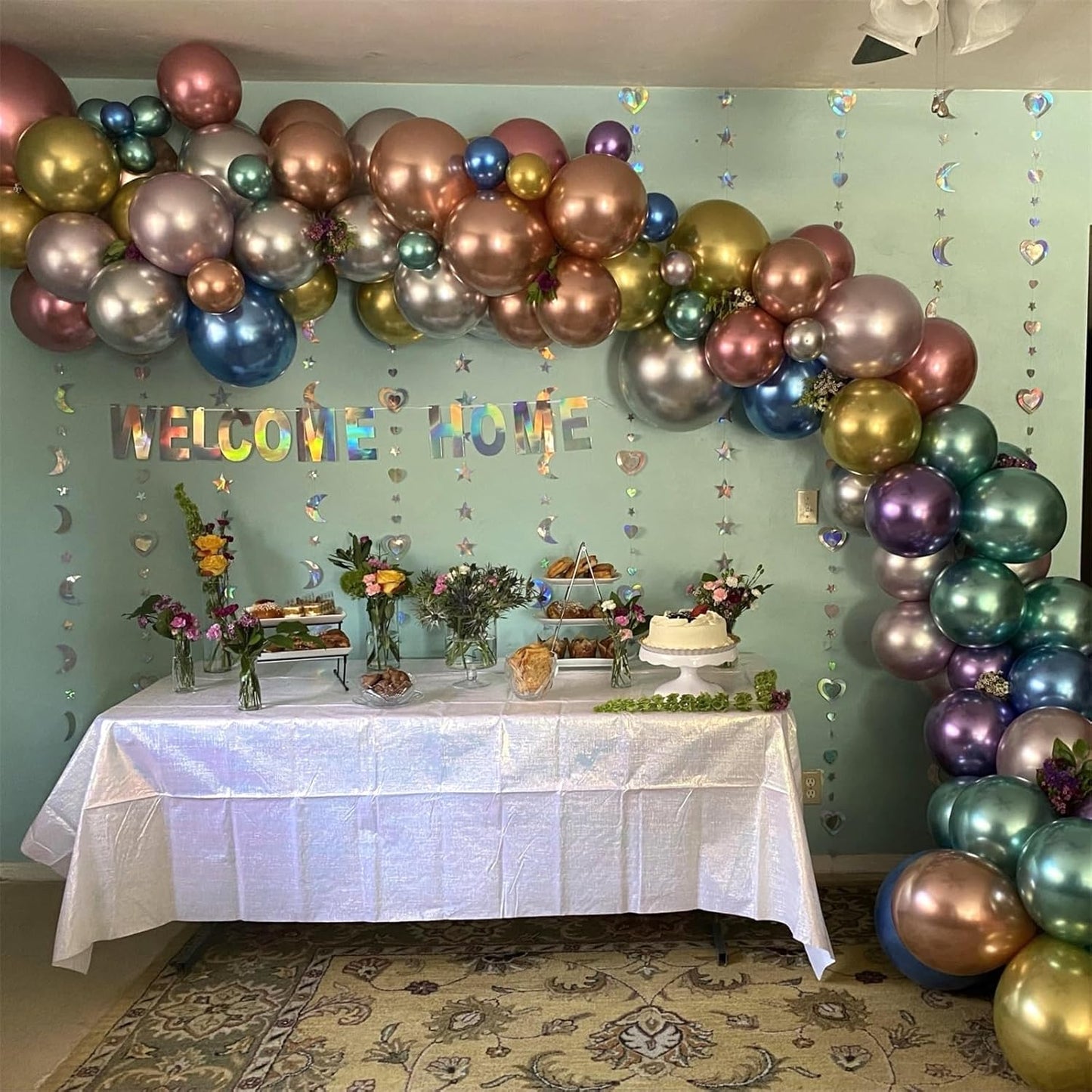 Metallic Balloons, 12 Inch Rainbow Chrome Balloons, 35Pcs Assorted Colors Multicolor Metallic Purple Red Green Blue Silver Rose Gold Latex Balloons for Kids Birthday Wedding Carnival Party Decorations