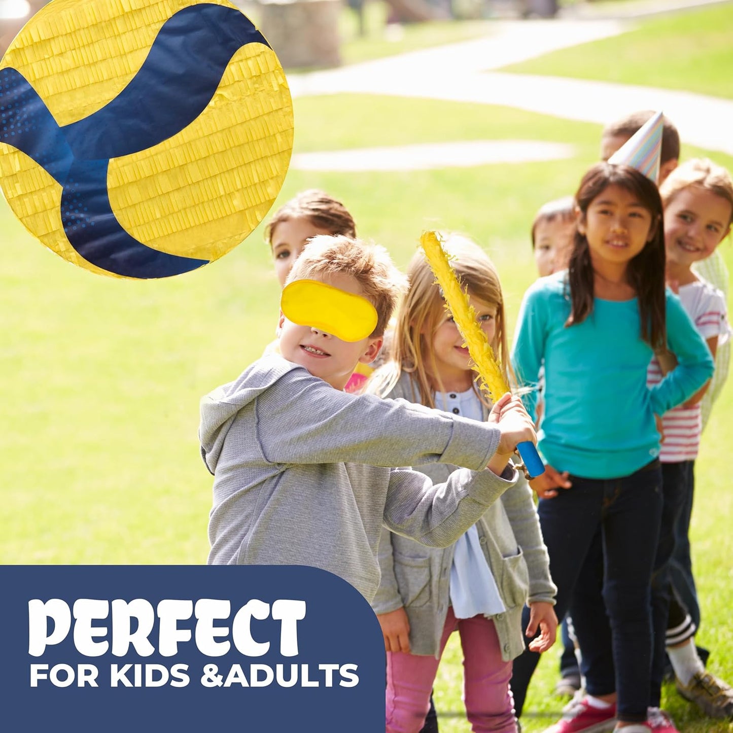 Volleyball Pinatas Bundle with a Blindfold and Bat (13"x13"x4"), Volleyball Pinatas for Birthday Party Boys, Perfect for Birthday Party, Sport Theme Party, Decoration