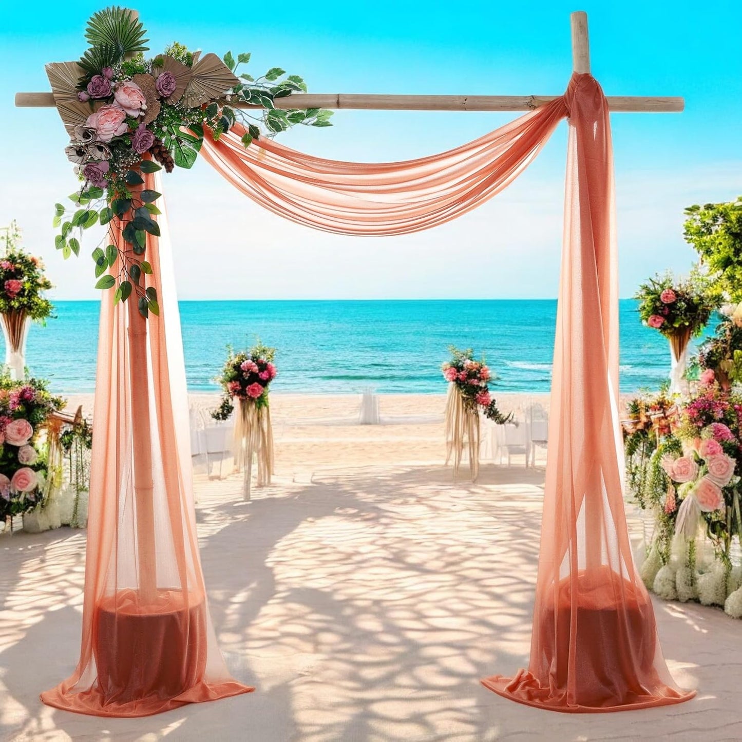 MDS Halloween Chiffon Draping Fabric - 1 Panel, 30" Wide x 30ft Long - Sheer Spooky Arbor & Canopy Drapery for Haunted House Backdrops, Party Ceilings, DIY Costumes & Themed Events - Terracotta