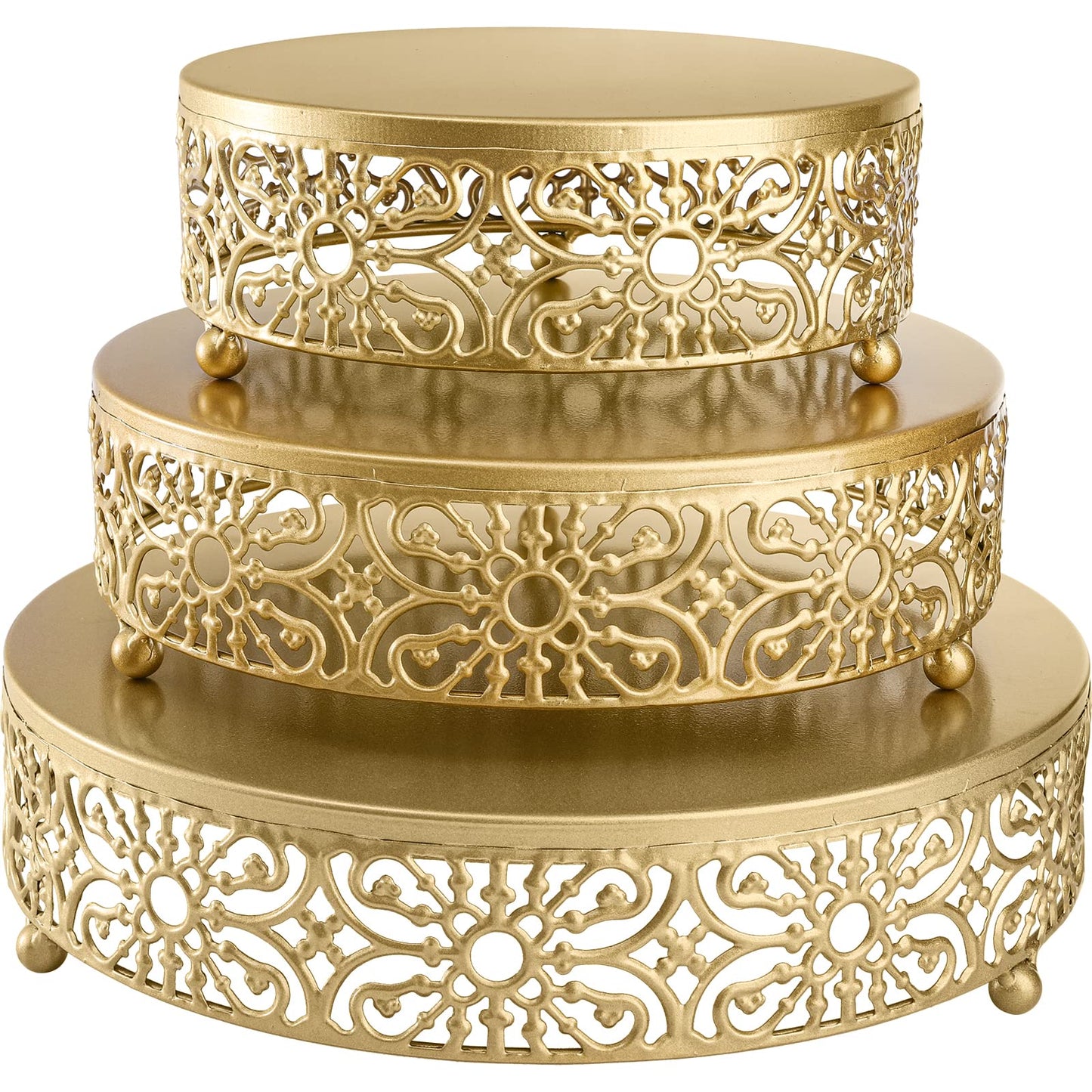 Hedume 3 Pack Cake Stand, Round Metal Cake Stands, 8" 10" 12" Dessert Display Cupcake Stands
