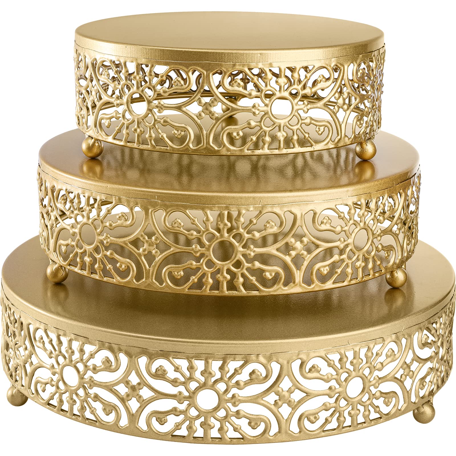 Hedume 3 Pack Cake Stand, Round Metal Cake Stands, 8" 10" 12" Dessert Display Cupcake Stands